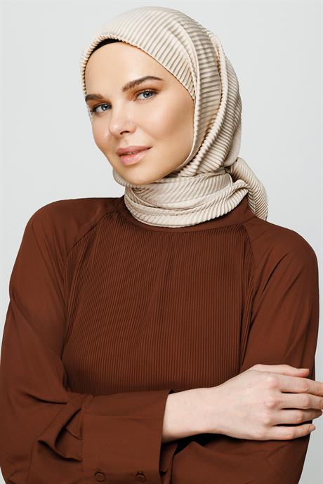 Pleated Scarf - Cream