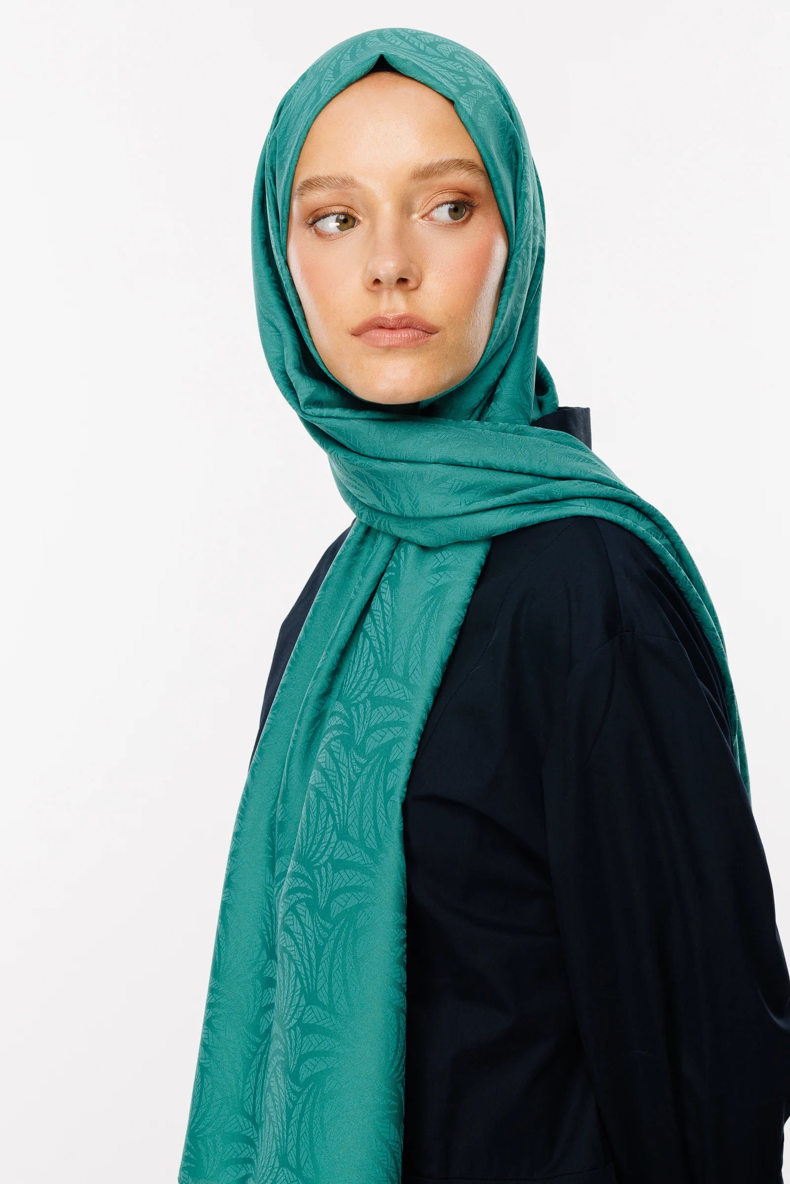 Artemis Pattern Silky Jacquard Scarf - Mint Green