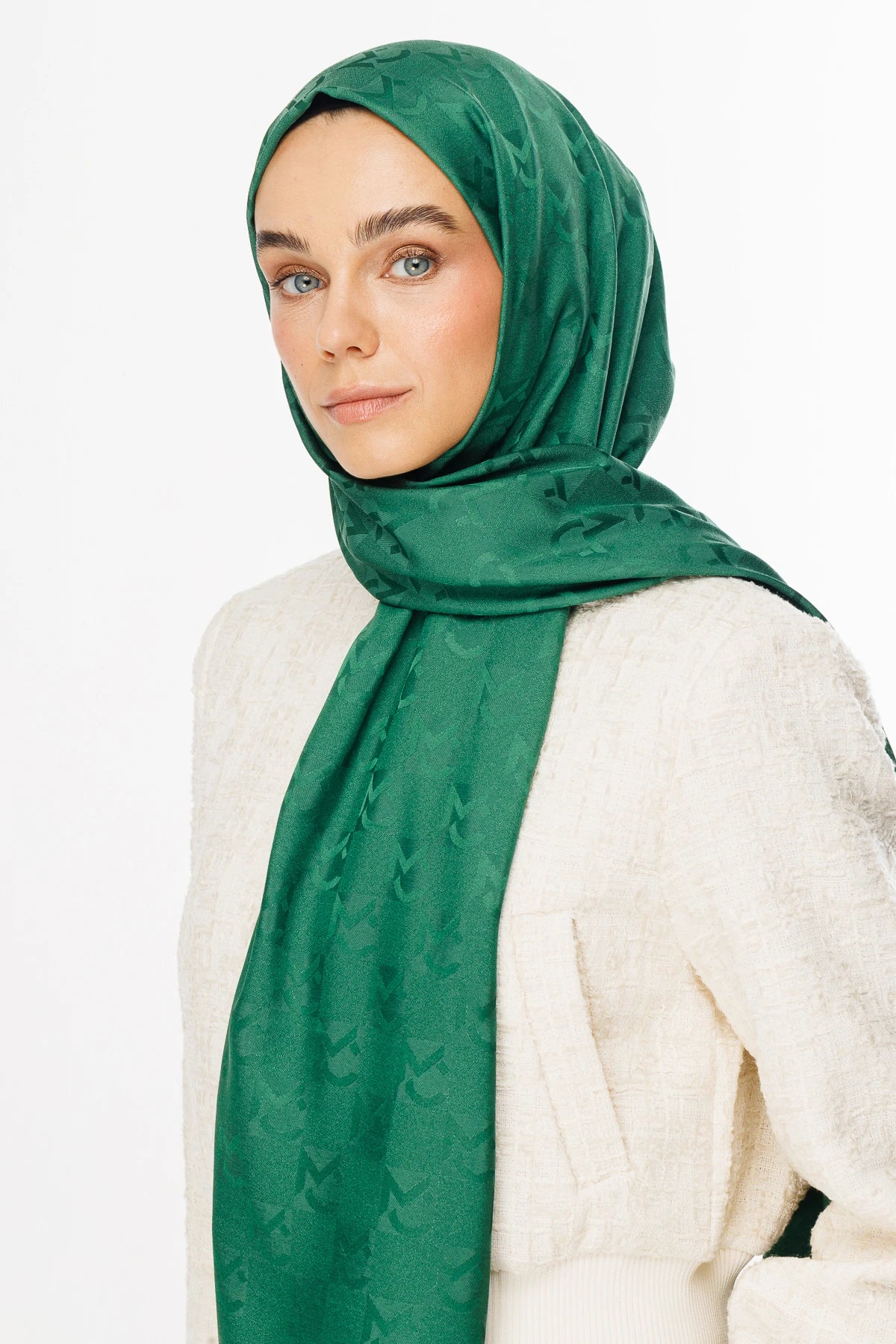 Mc Pattern Jacquard Shawl - Jade