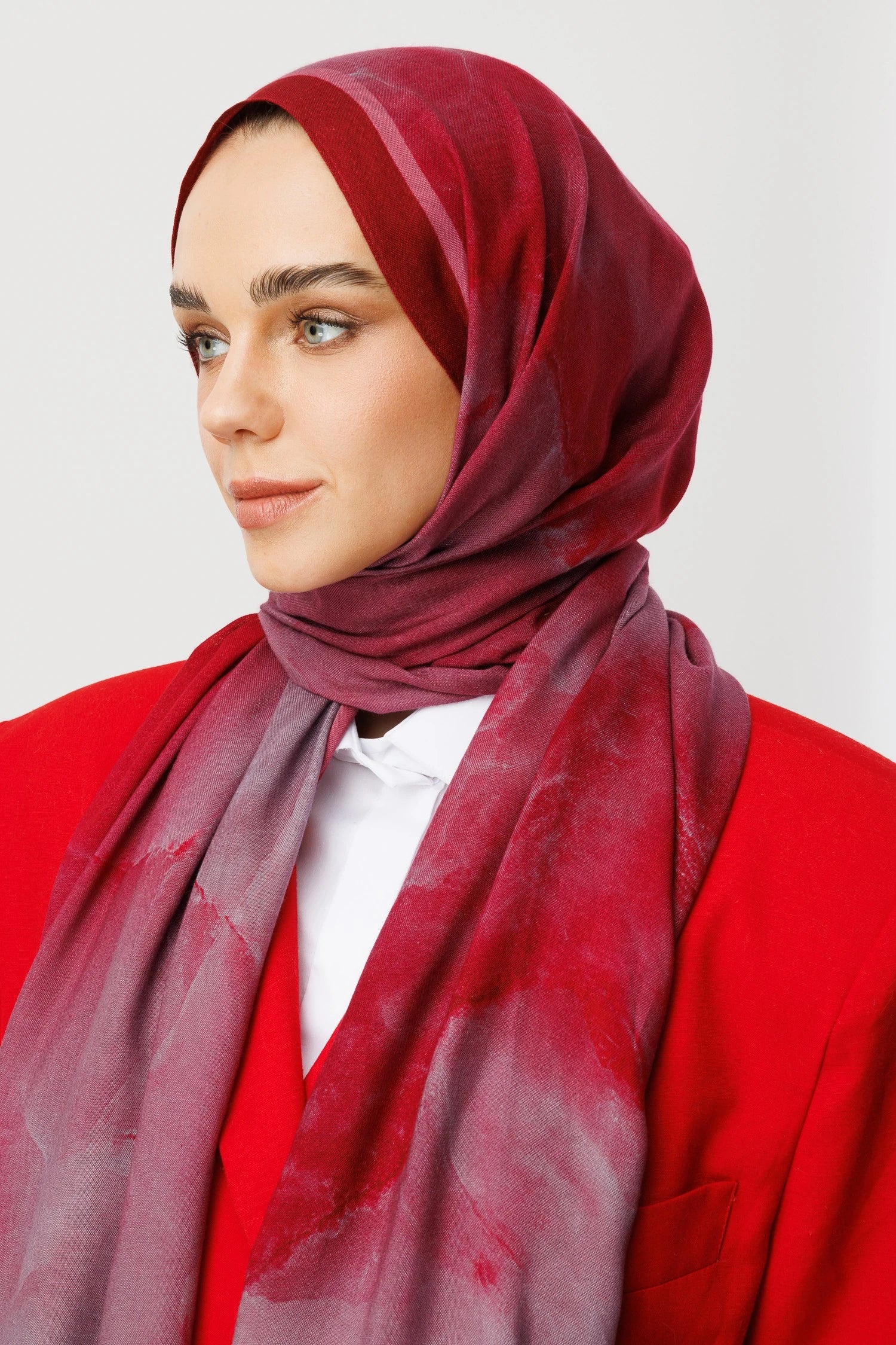 Moreal Pattern Ramie Shawl - Burgundy