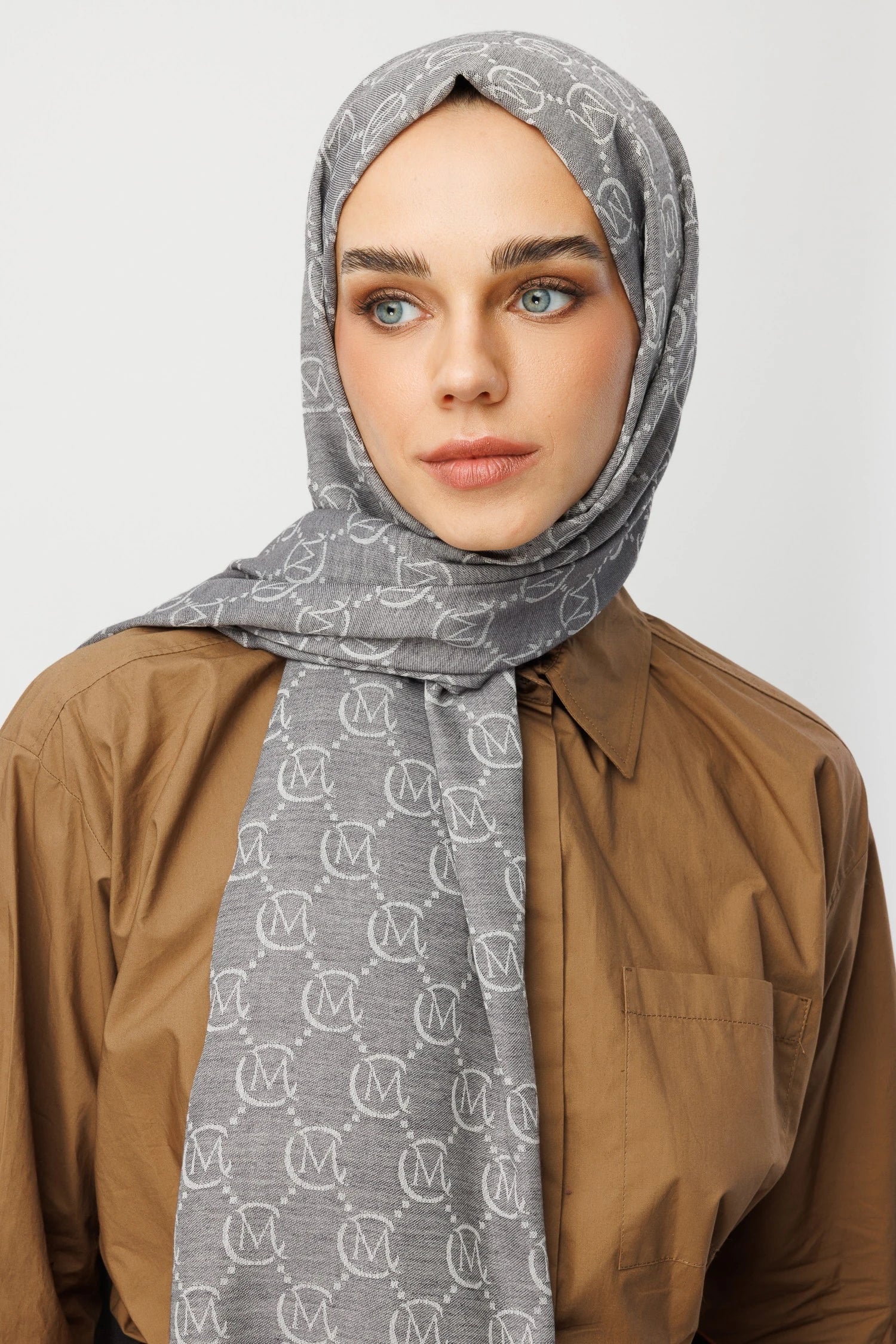 Wool Silk Scarf - Gray
