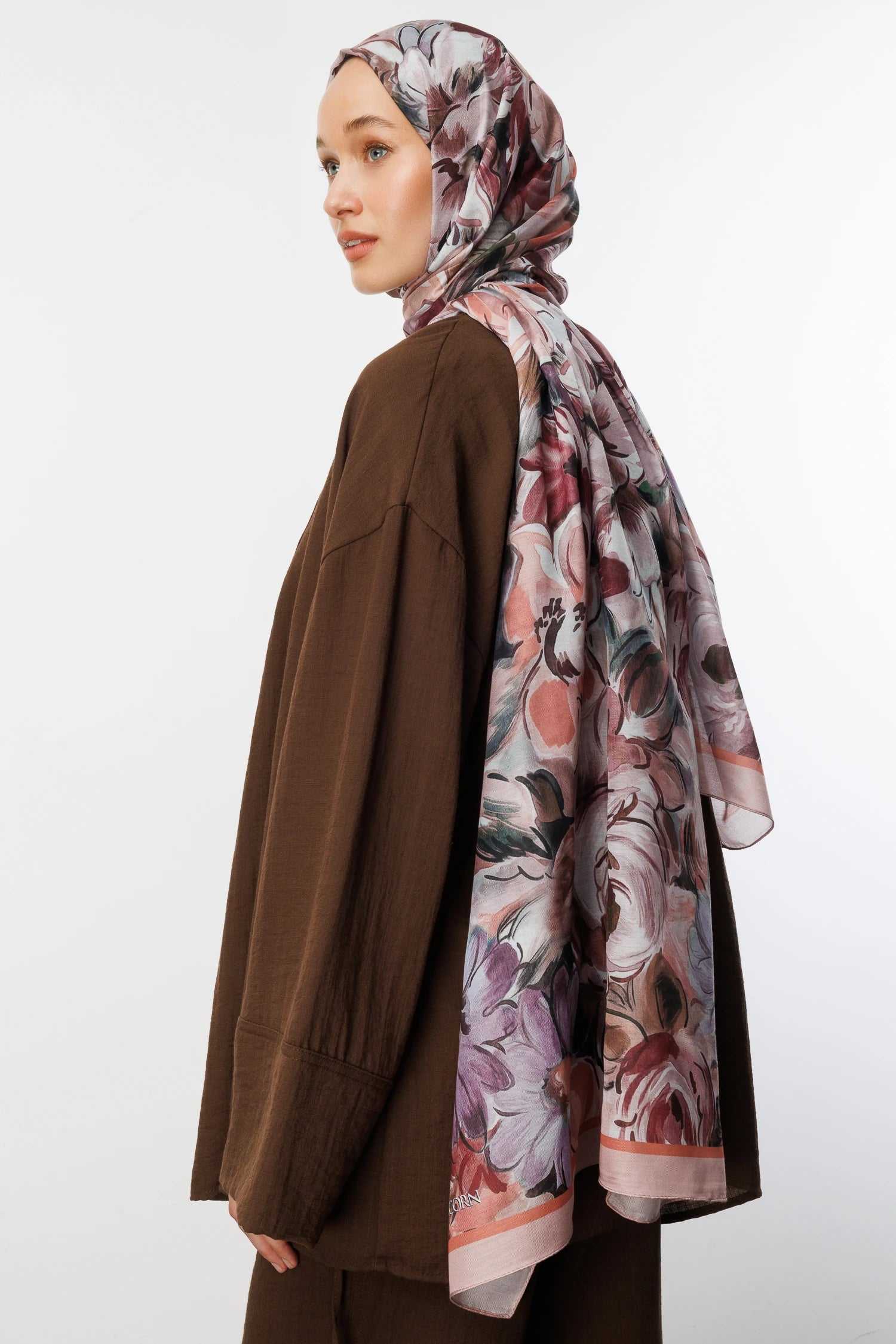 Rossel Pattern Cotton Scarf - Powder