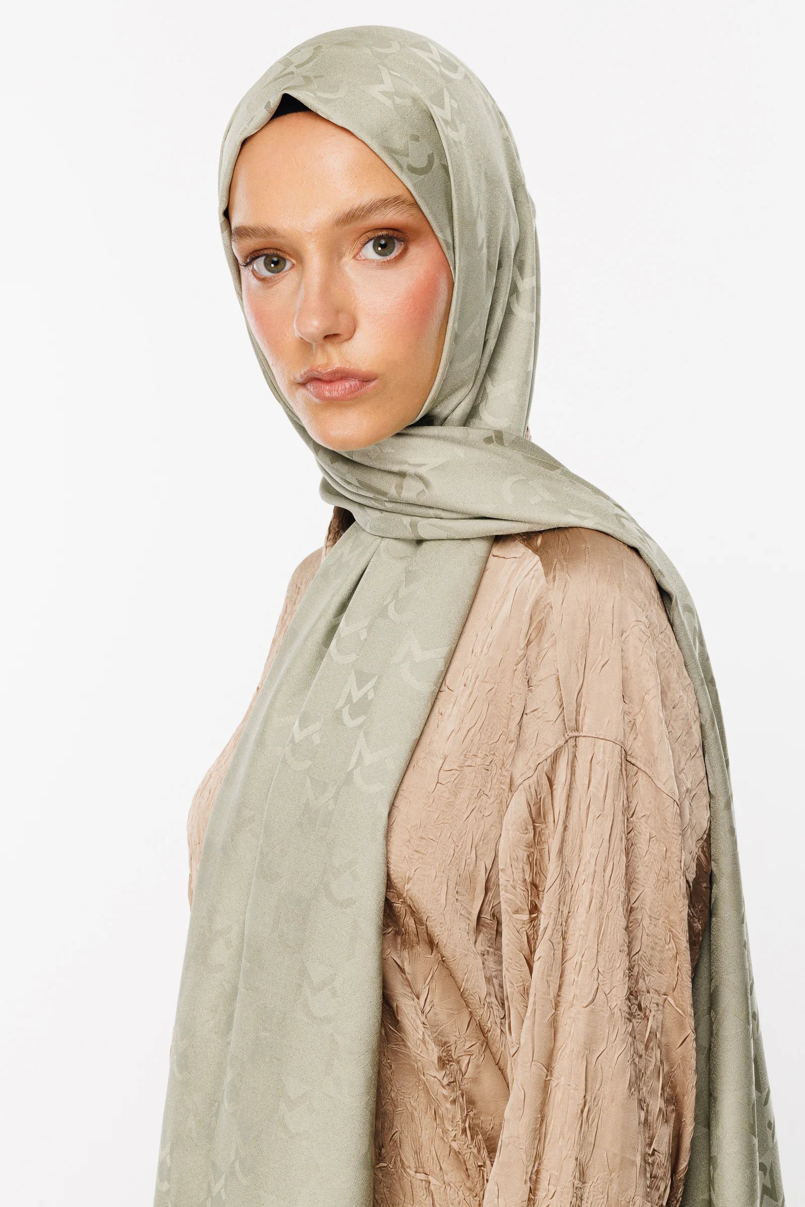 Mc Pattern Jacquard Shawl - Sage