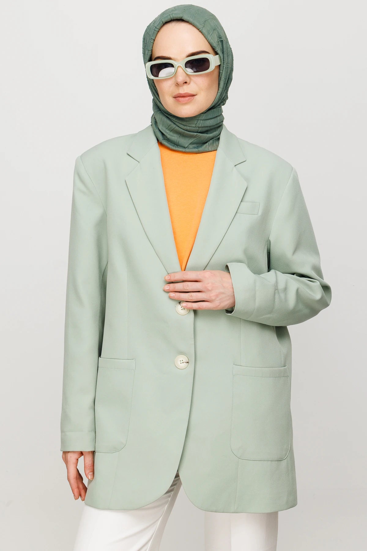 Pleated Bamboo Scarf - Mold Green