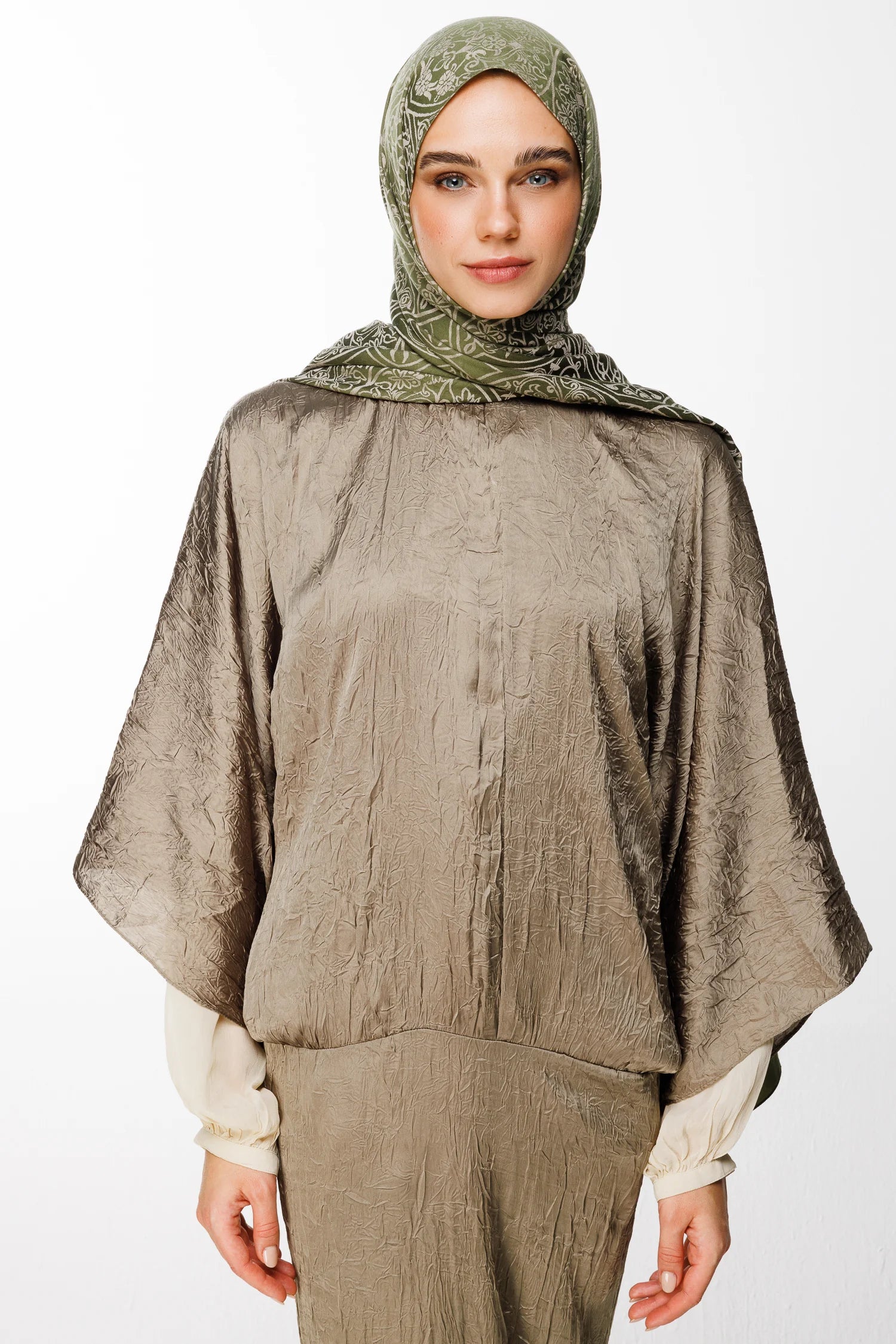 Morocco Pattern Double-Sided Scarf - Khaki-Salmon