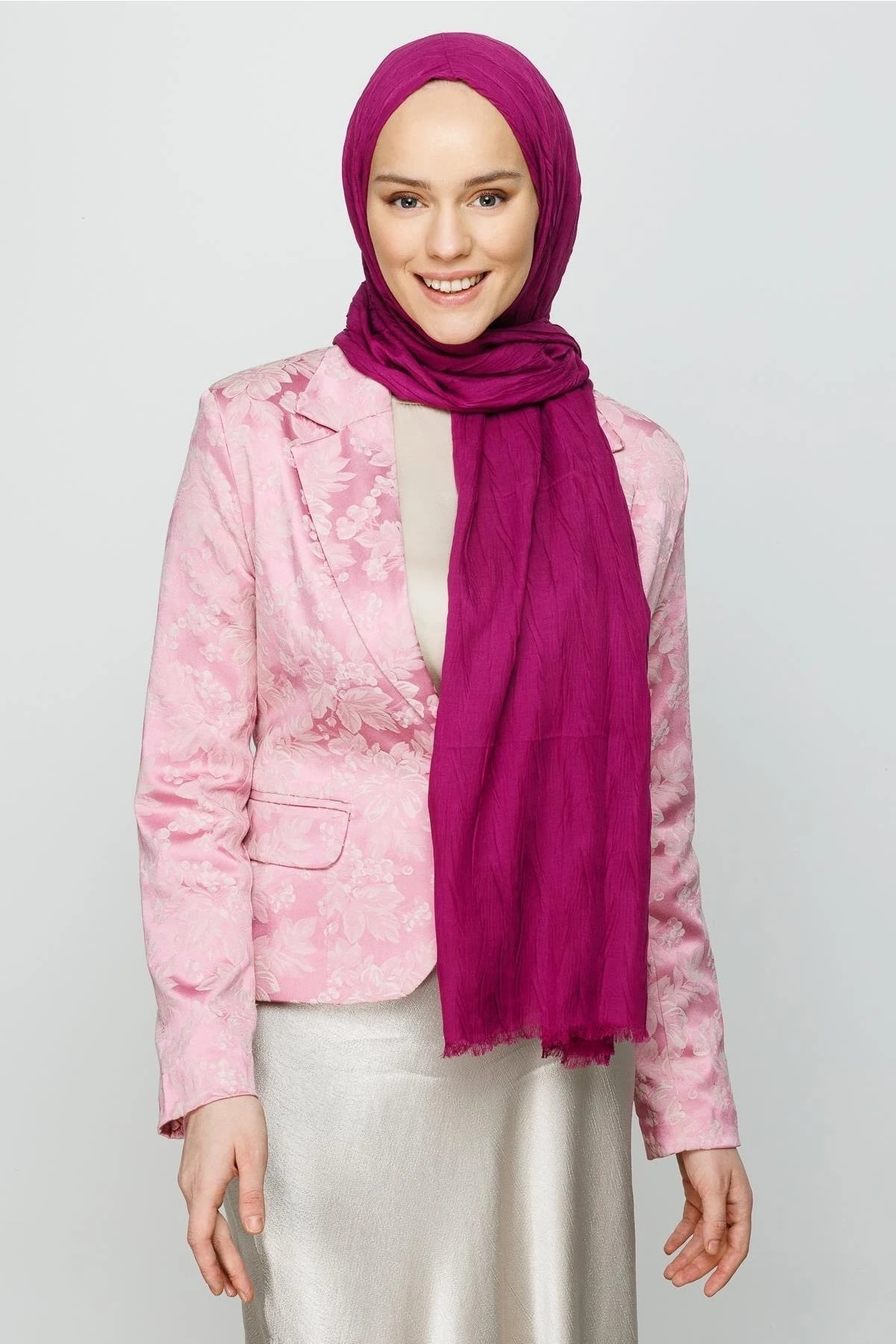 Pleated Bamboo Shawl - Plum