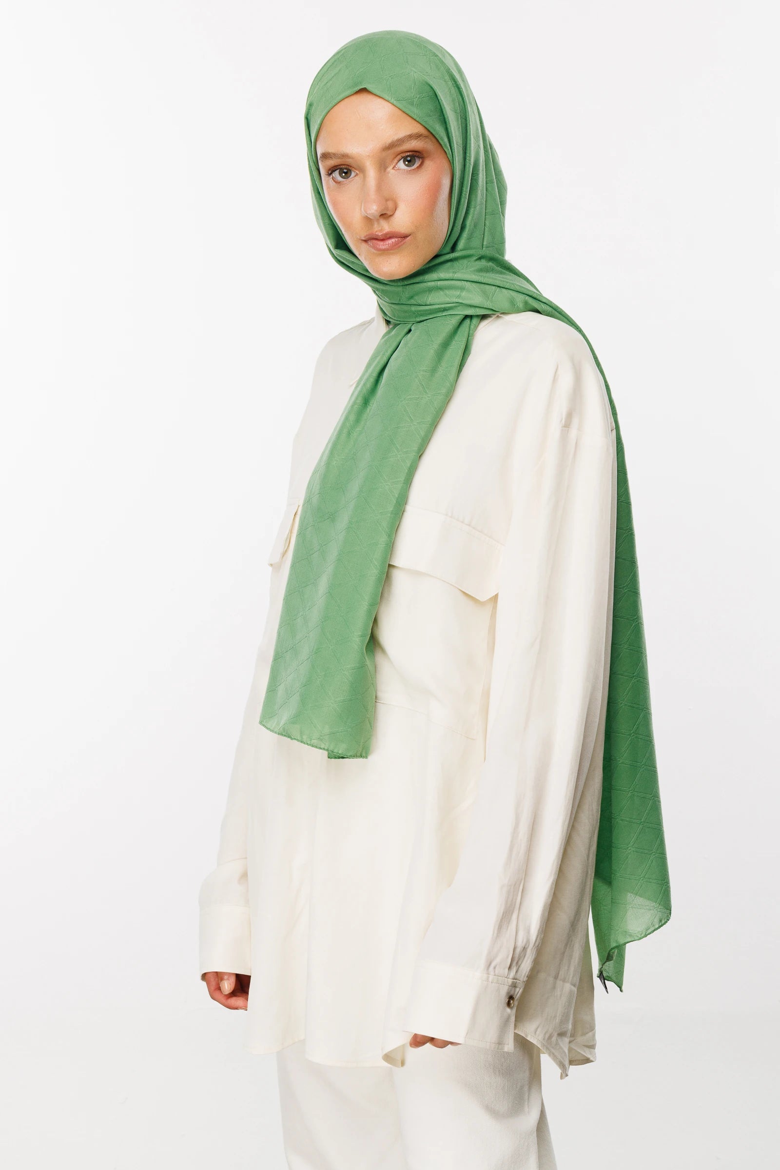 Bamboo Jacquard Shawl - Aqua Green