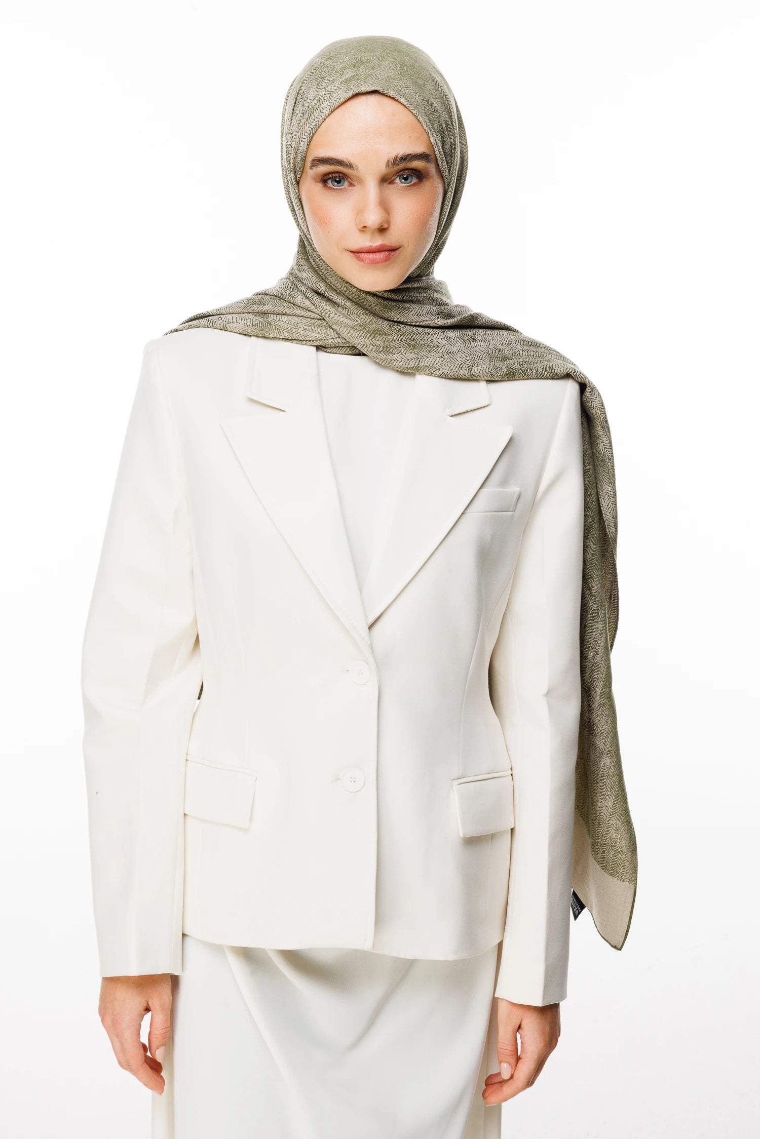 Sahara Pattern Double-Sided Shawl - Khaki-Salmon