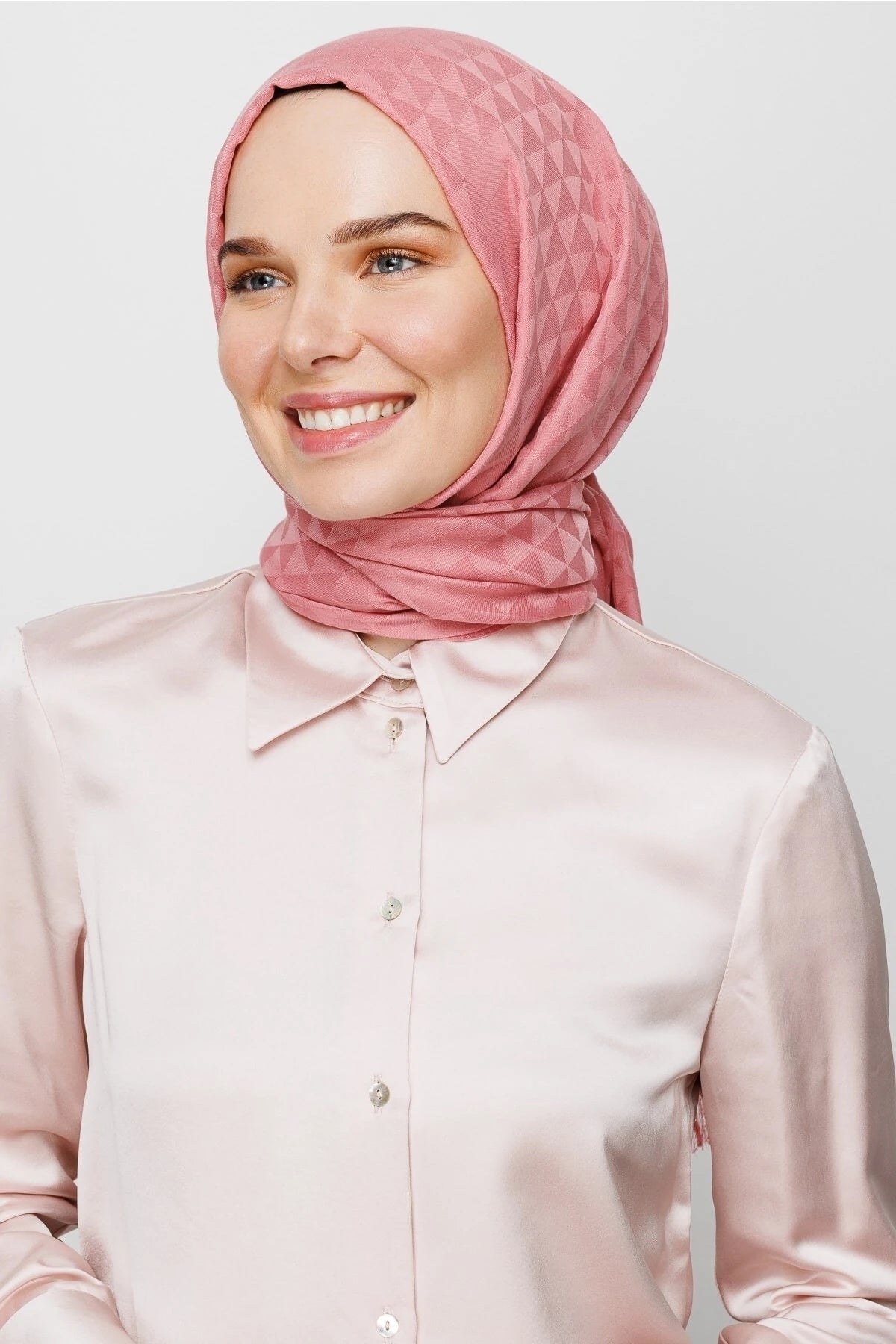 Prism Pattern Cotton Jacquard Scarf - Pink