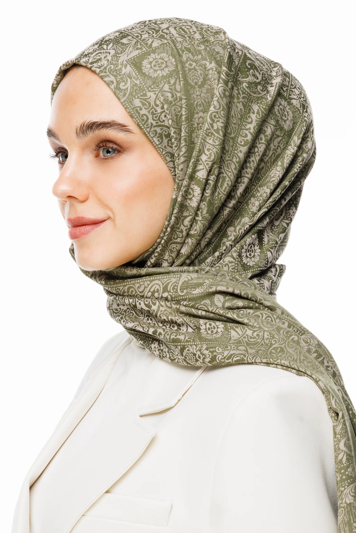 Henna Pattern Double-Sided Scarf - Khaki-Salmon