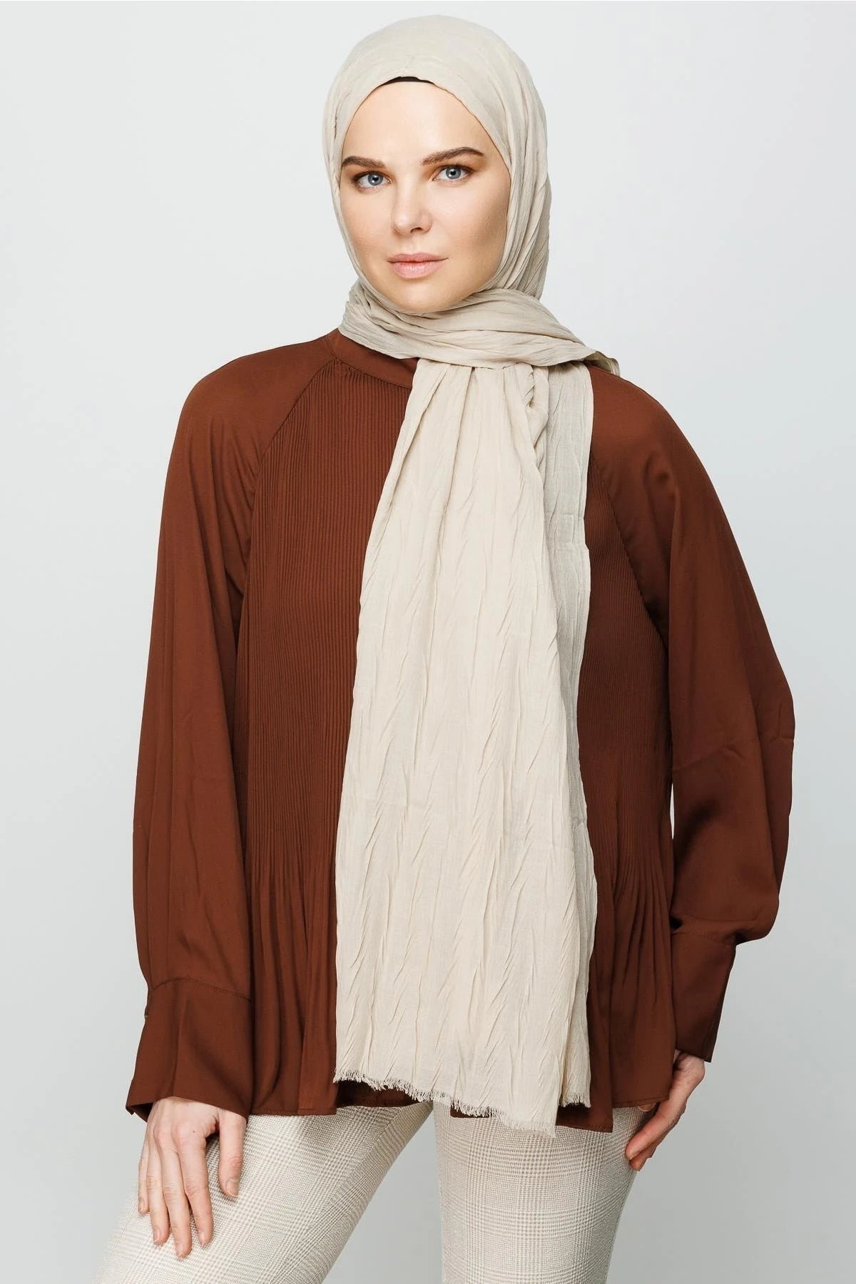 Pleated Bamboo Shawl - Stone Color