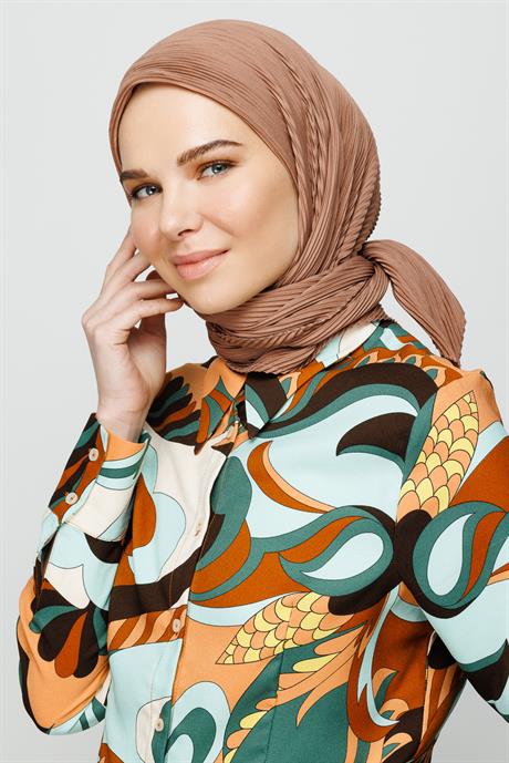 Pleated Scarf - Light Mink