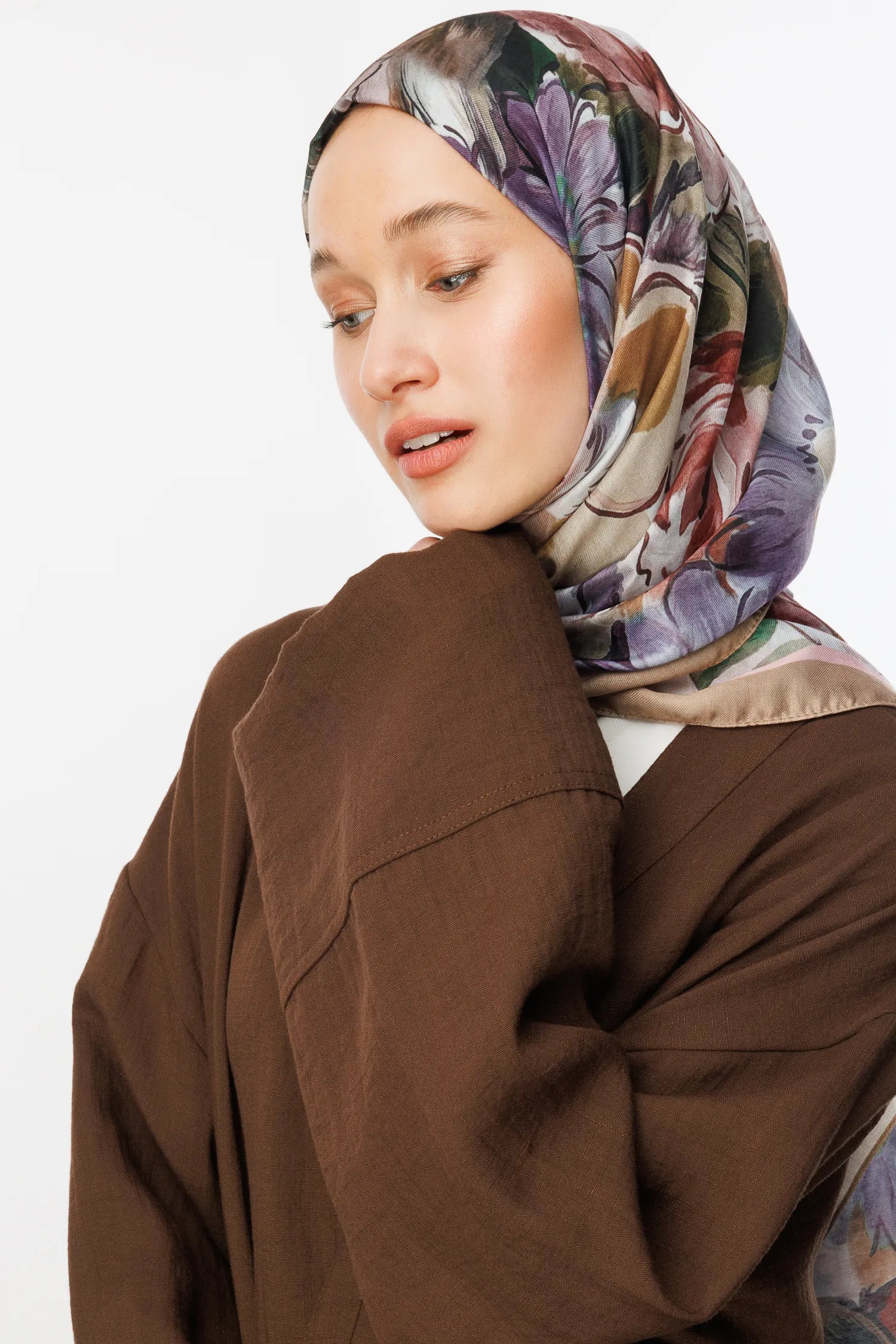Rossel Pattern Cotton Scarf - Beige