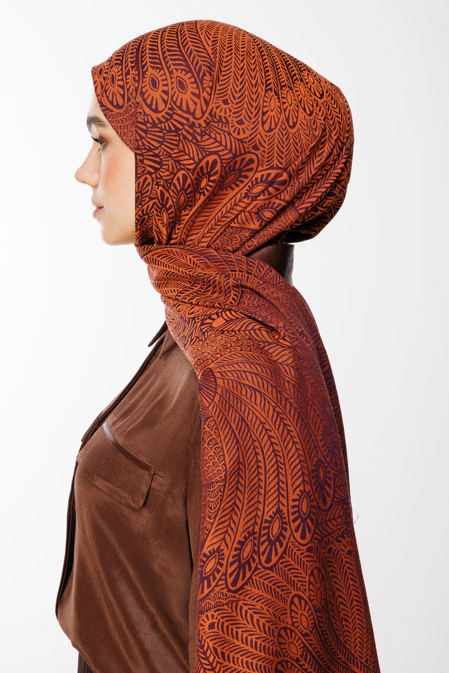 Mayra Pattern Double-Sided Scarf - Purple-Orange