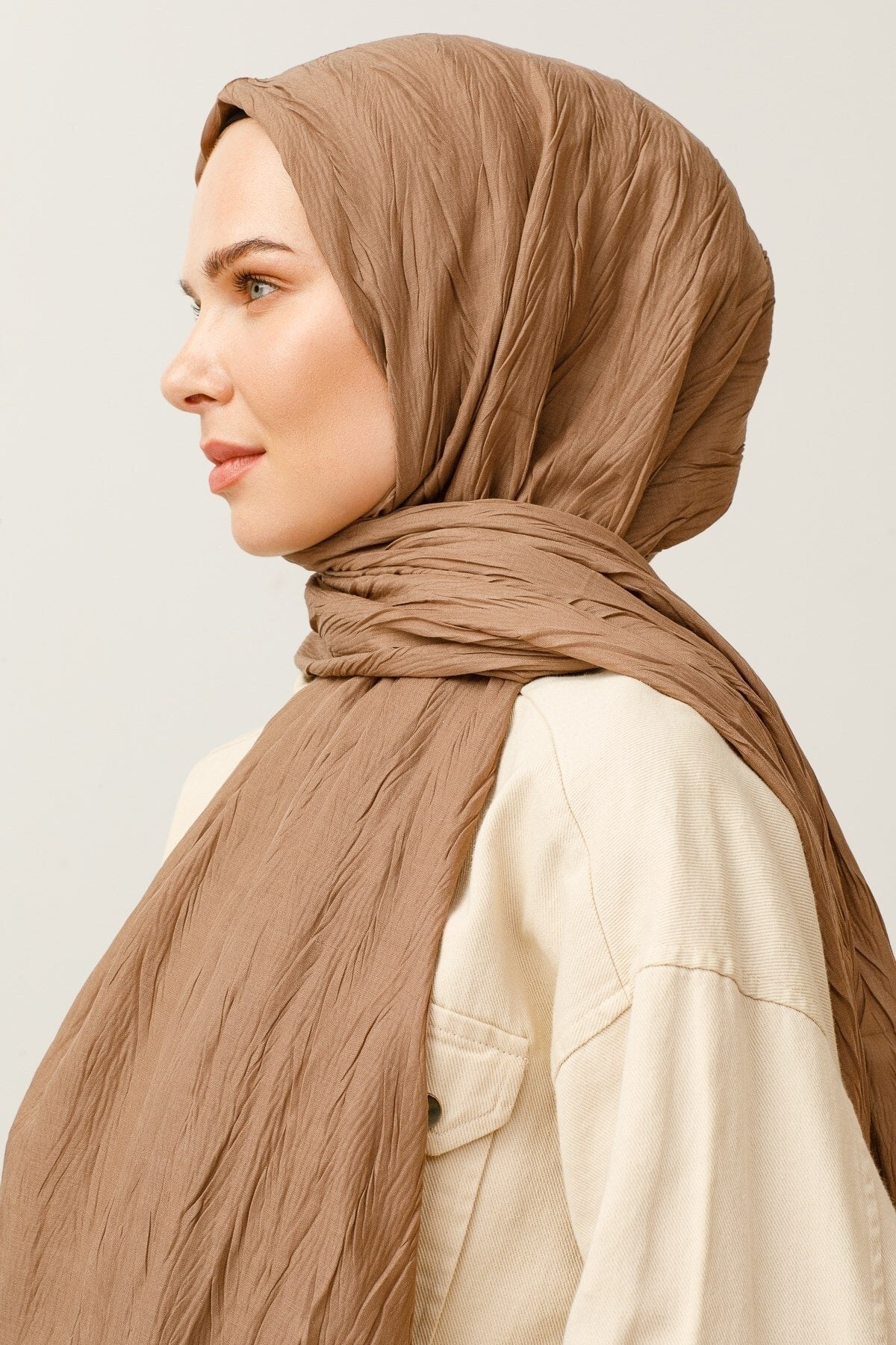 Pleated Bamboo Shawl - Walnut