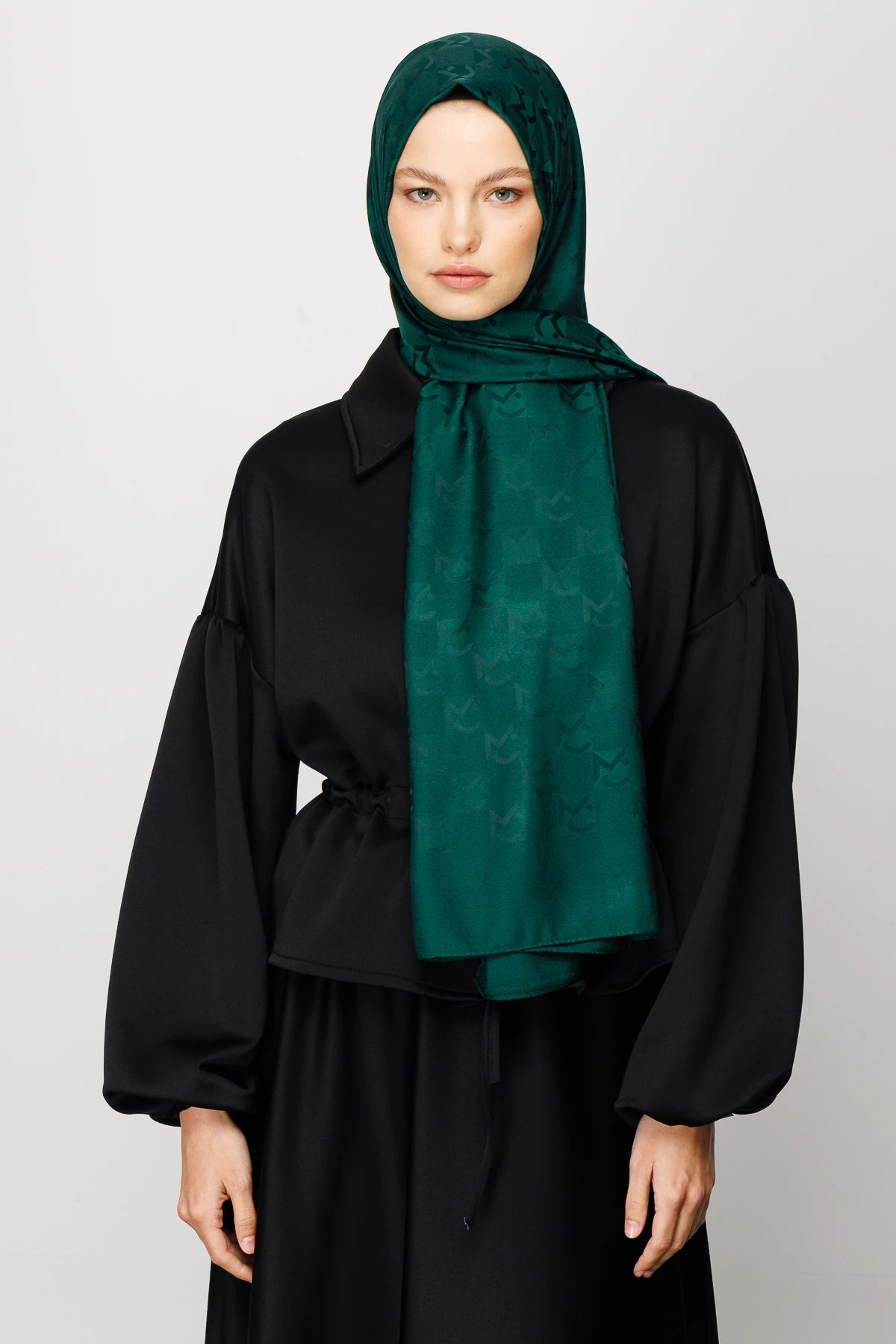 Mc Pattern Jacquard Shawl - Emerald