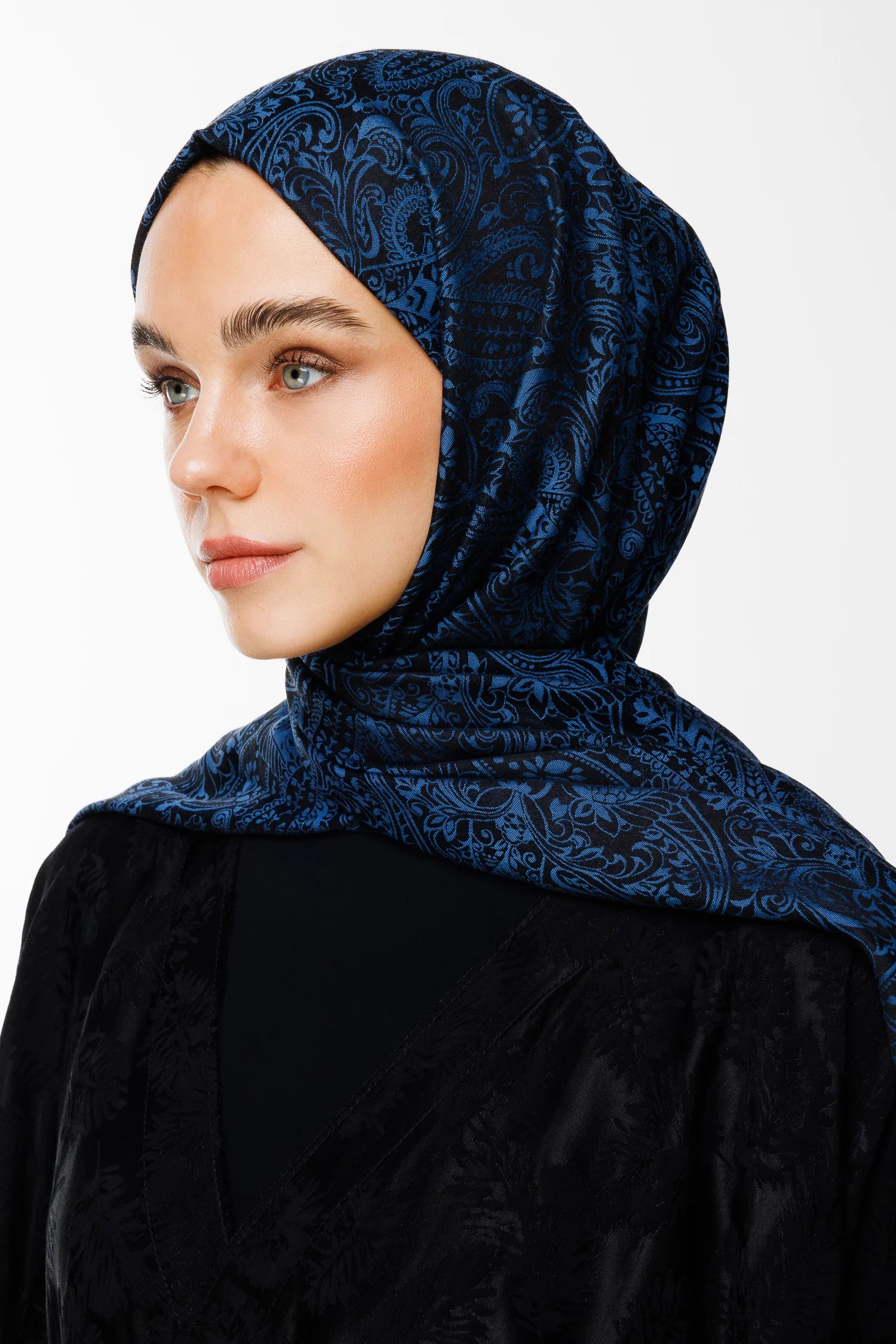Velora Pattern Double-Sided Scarf - Black-Indigo
