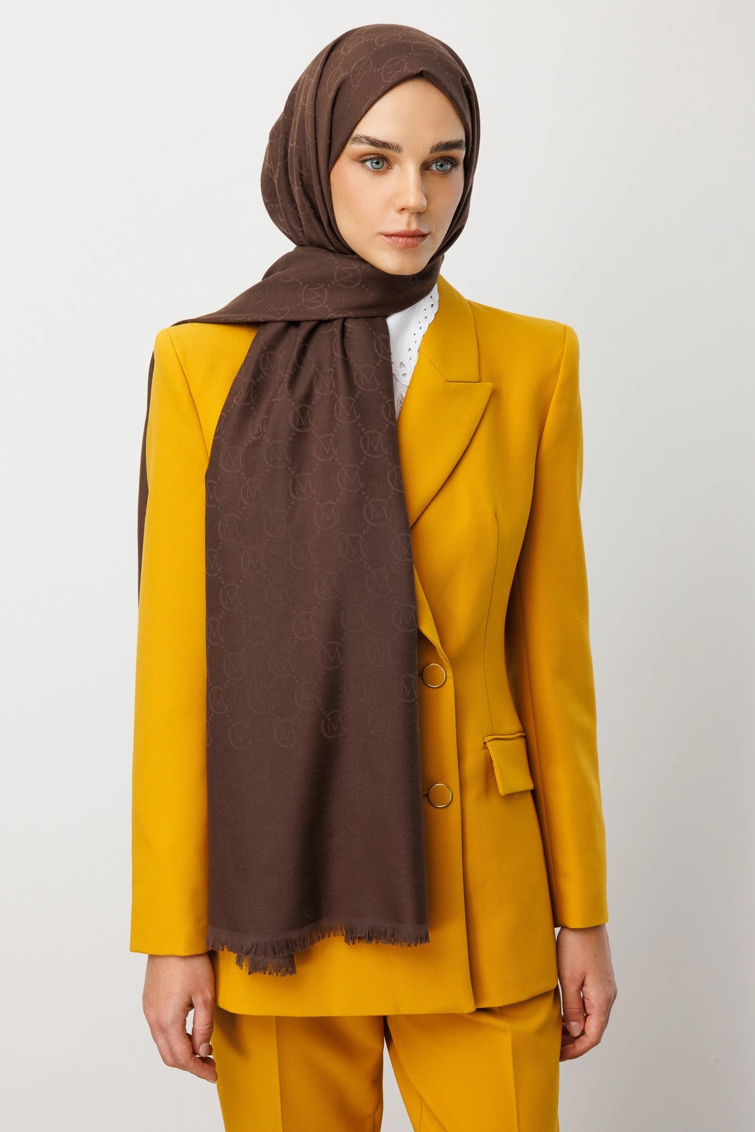 Wool Silk Scarf - Dark Brown
