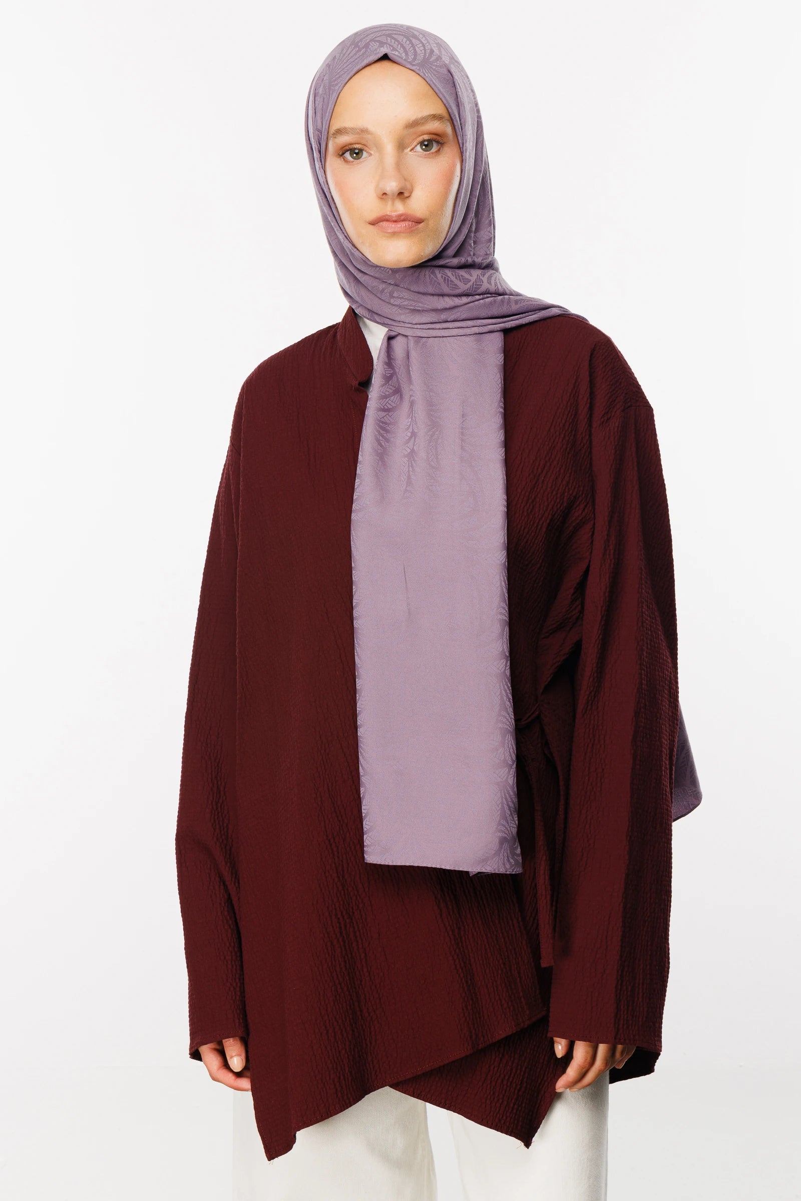 Artemis Pattern Silky Jacquard Scarf - Lavender