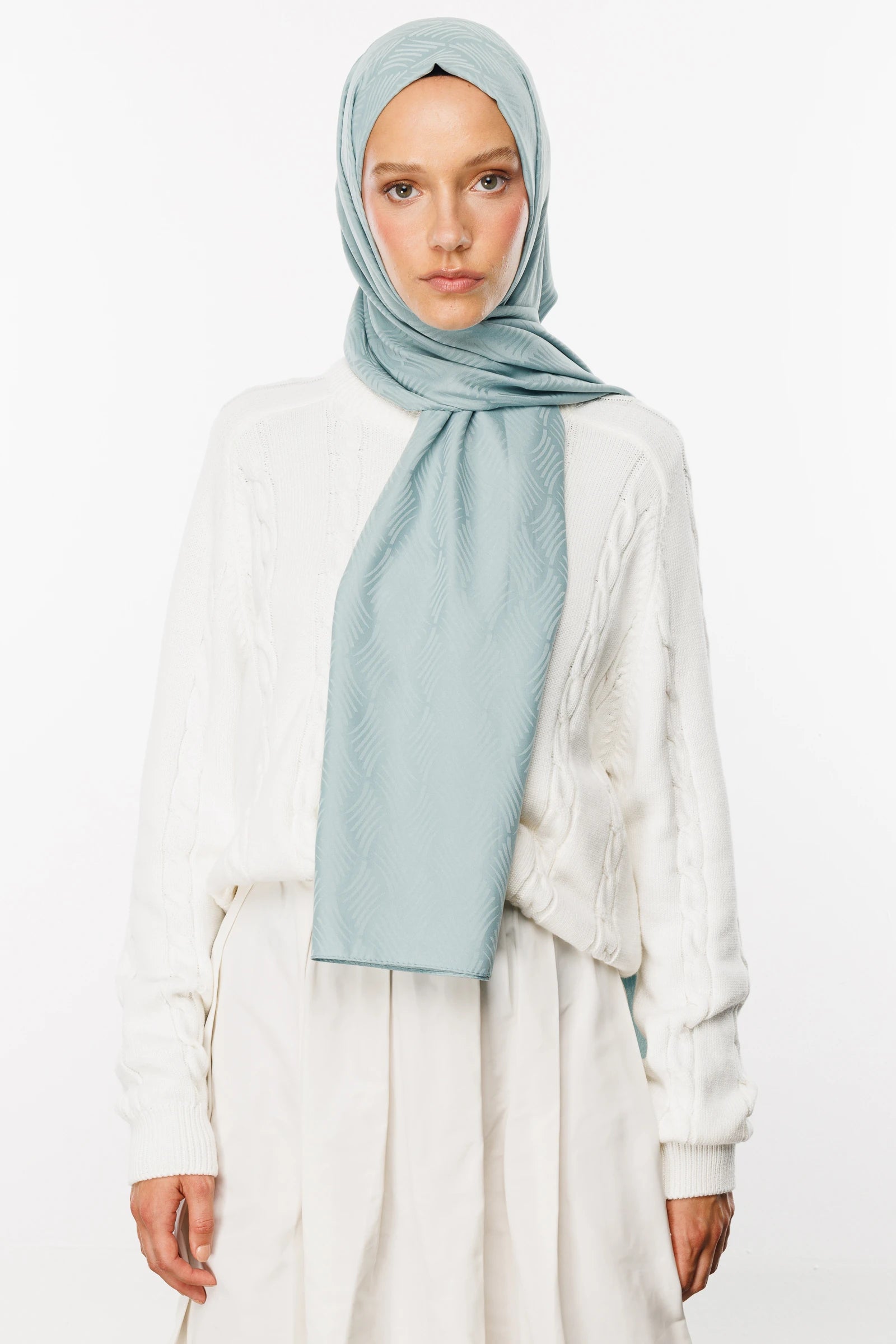 Aura Pattern Silky Jacquard Scarf - Cagla
