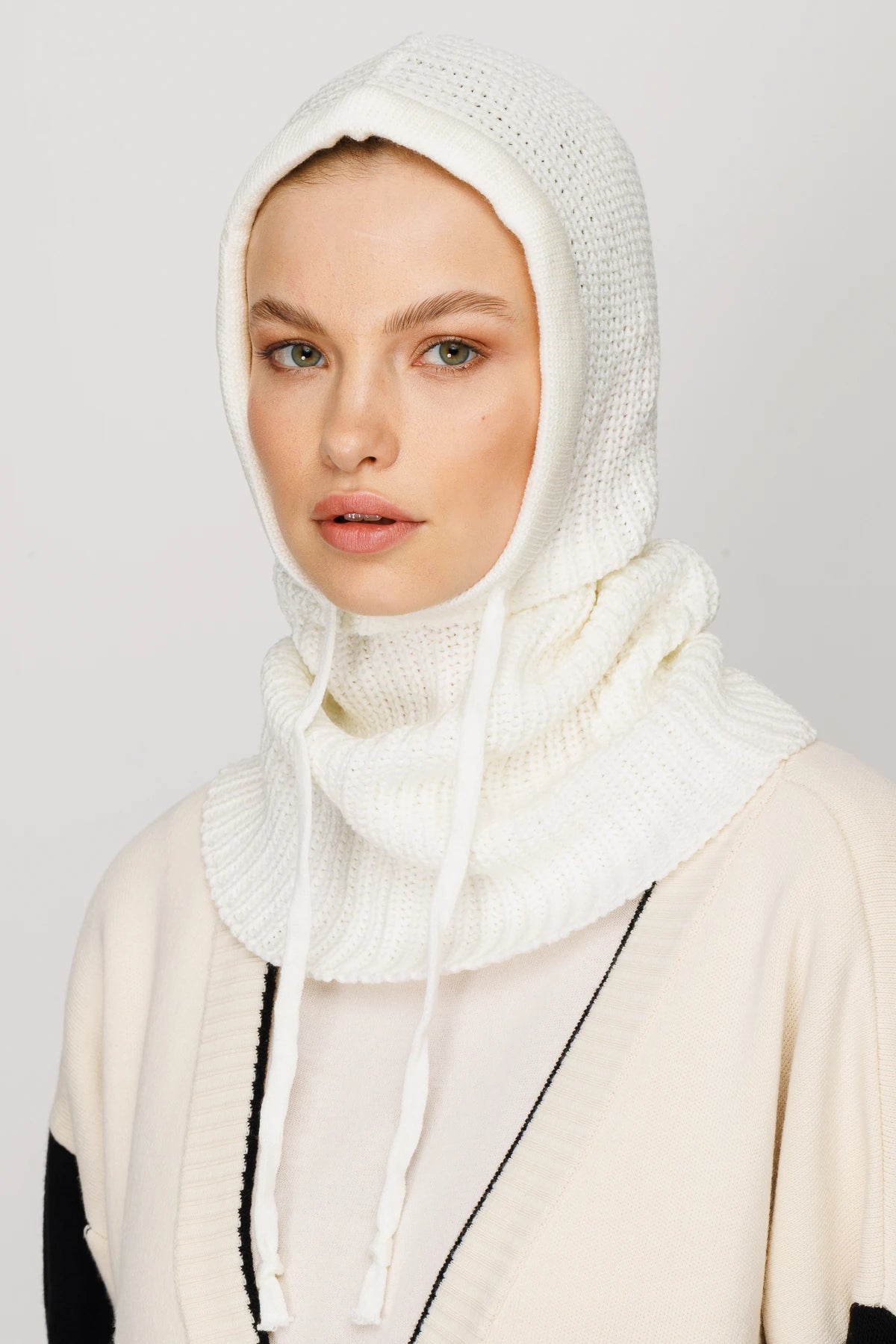 Balaclava Knit Headband - Ecru