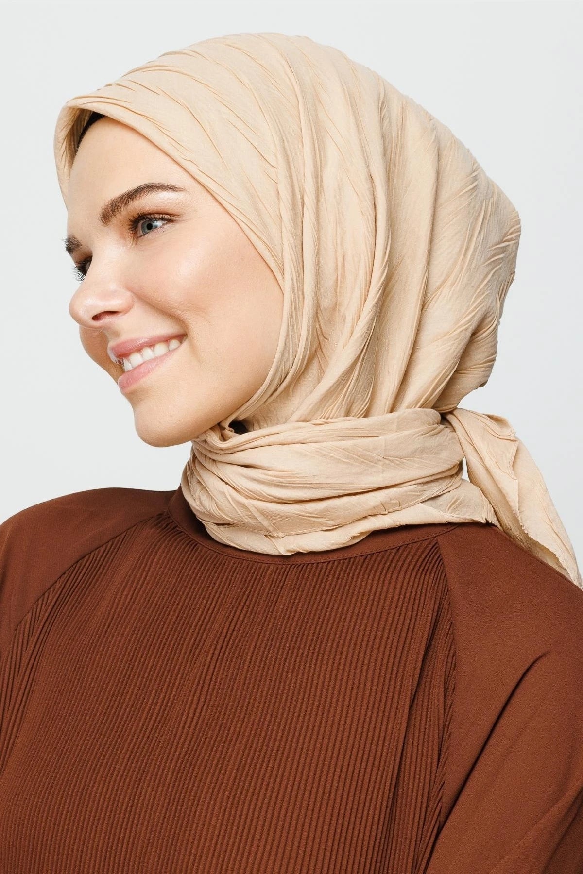 Pleated Bamboo Scarf - Sand Beige