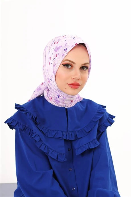 Hanging Pattern Pleated Scarf - Lilac