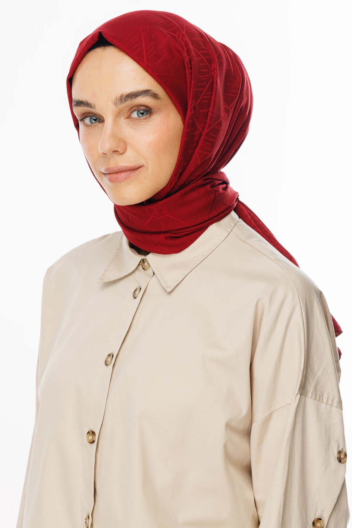 Moon Is Desen Jacquard Shawl - Cherry Rot