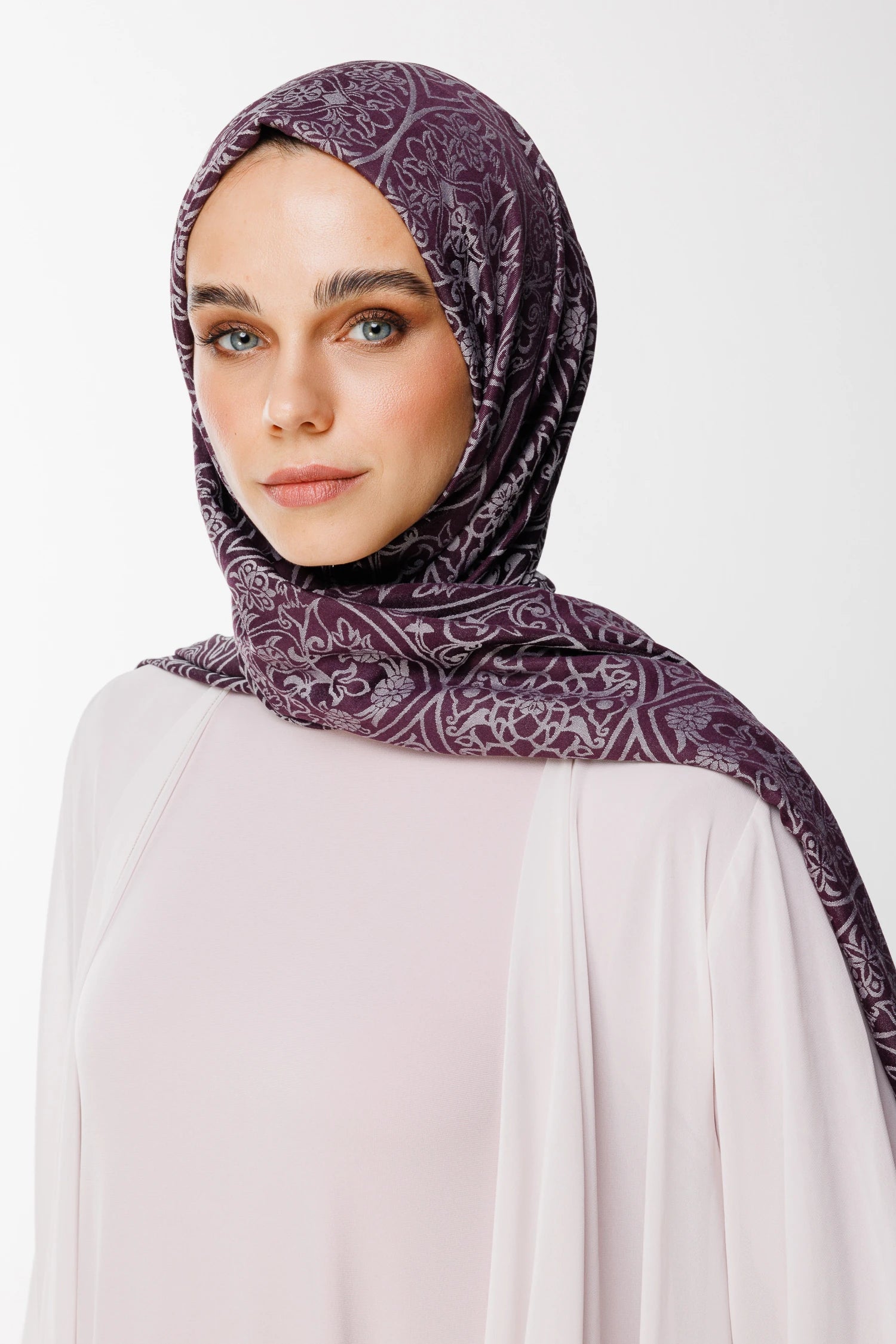 Morocco Pattern Double-Sided Scarf - Purple-Gray
