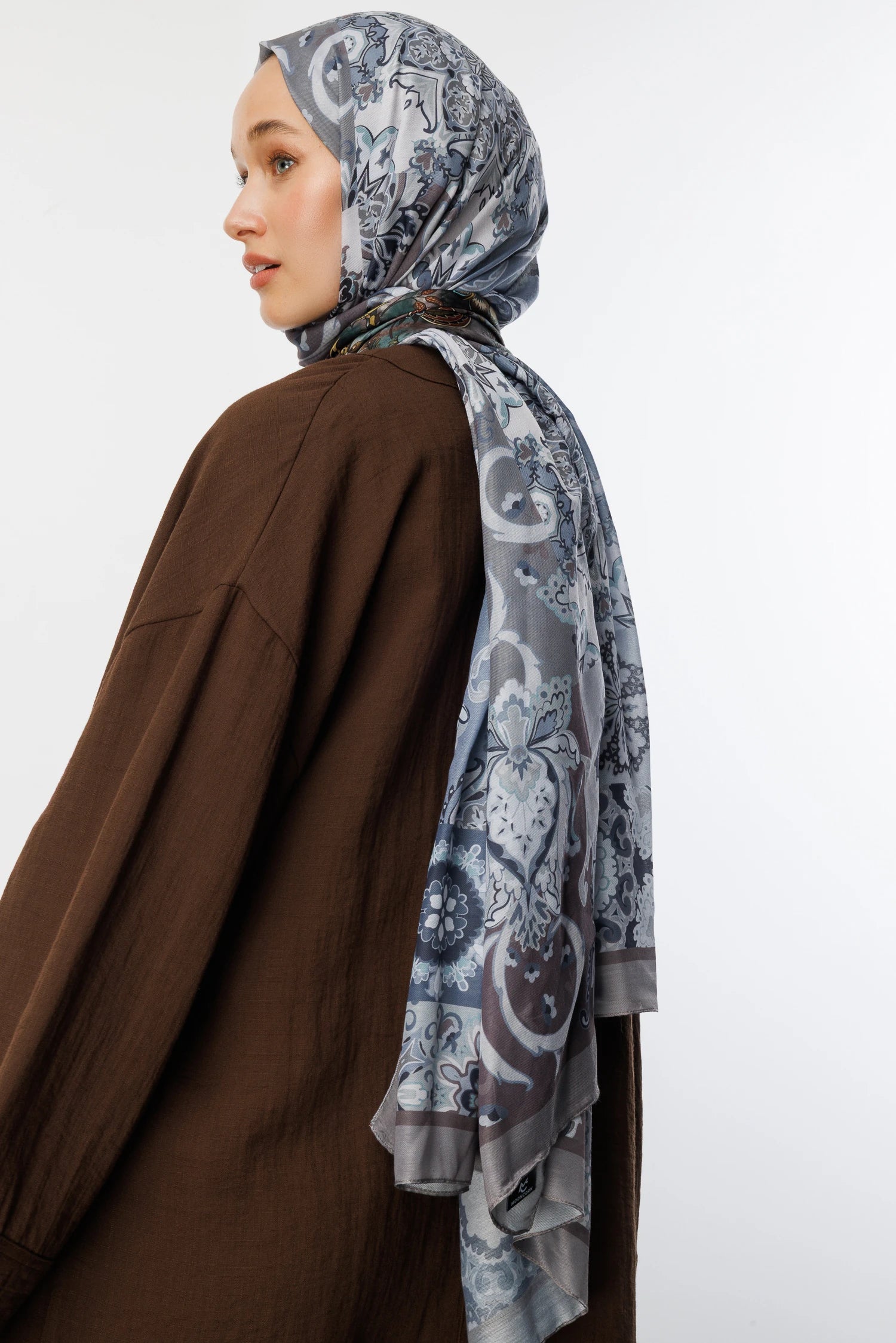 Solhar Pattern Cotton Scarf - Silver