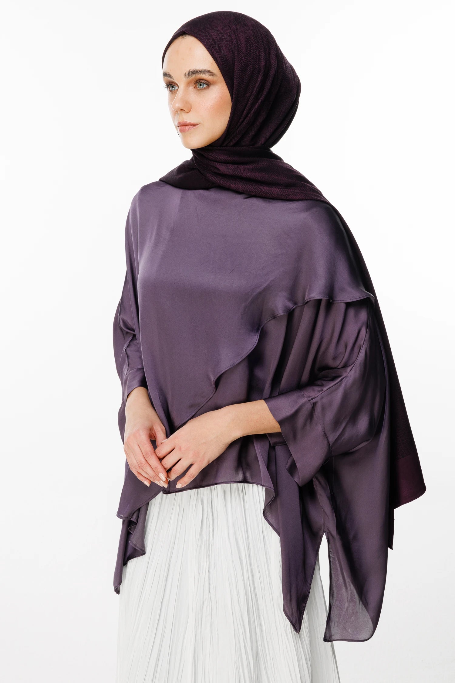 Sahara Pattern Double-Sided Shawl - Purple-Black