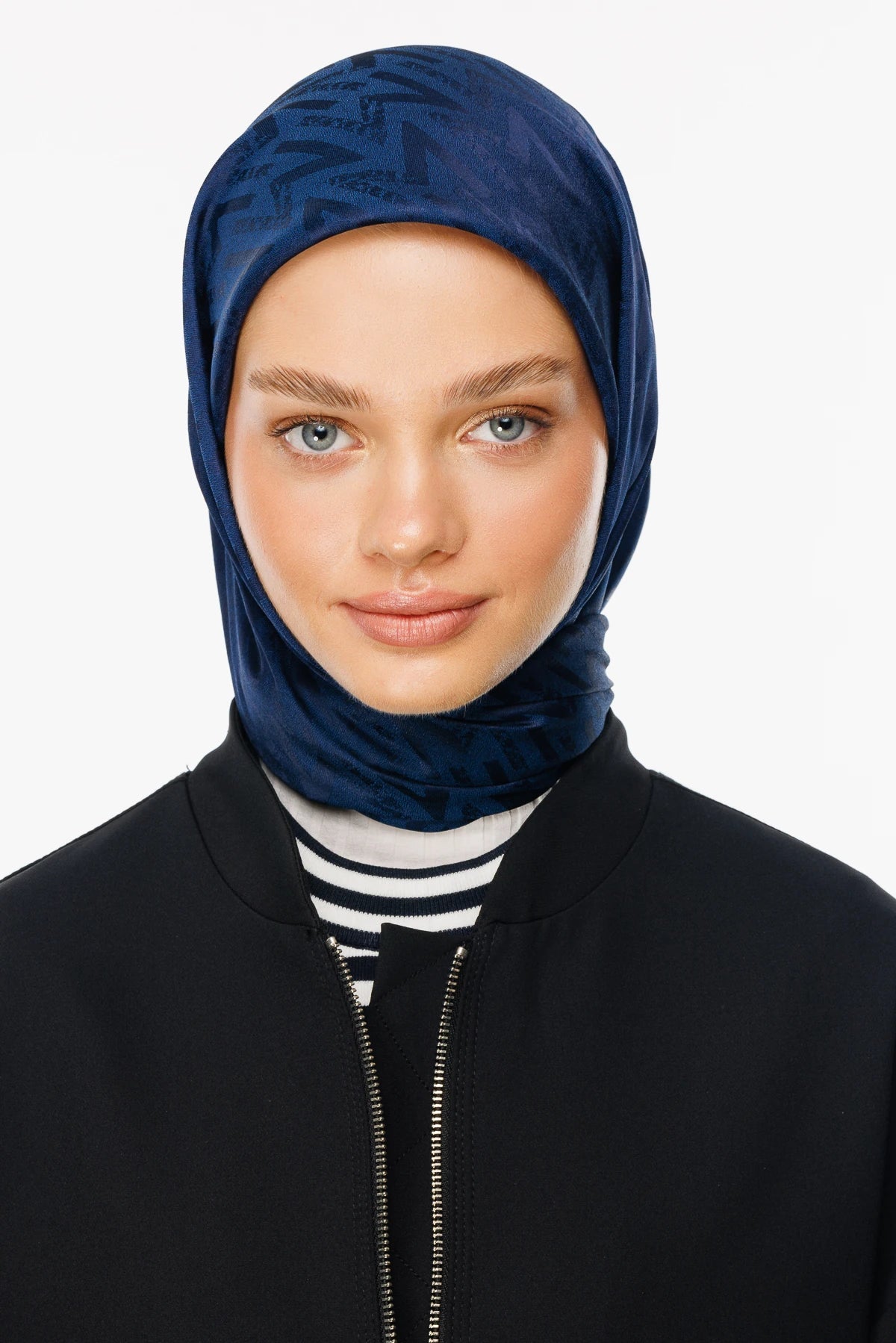 Luxury Jacquard Scarf - Navy blue
