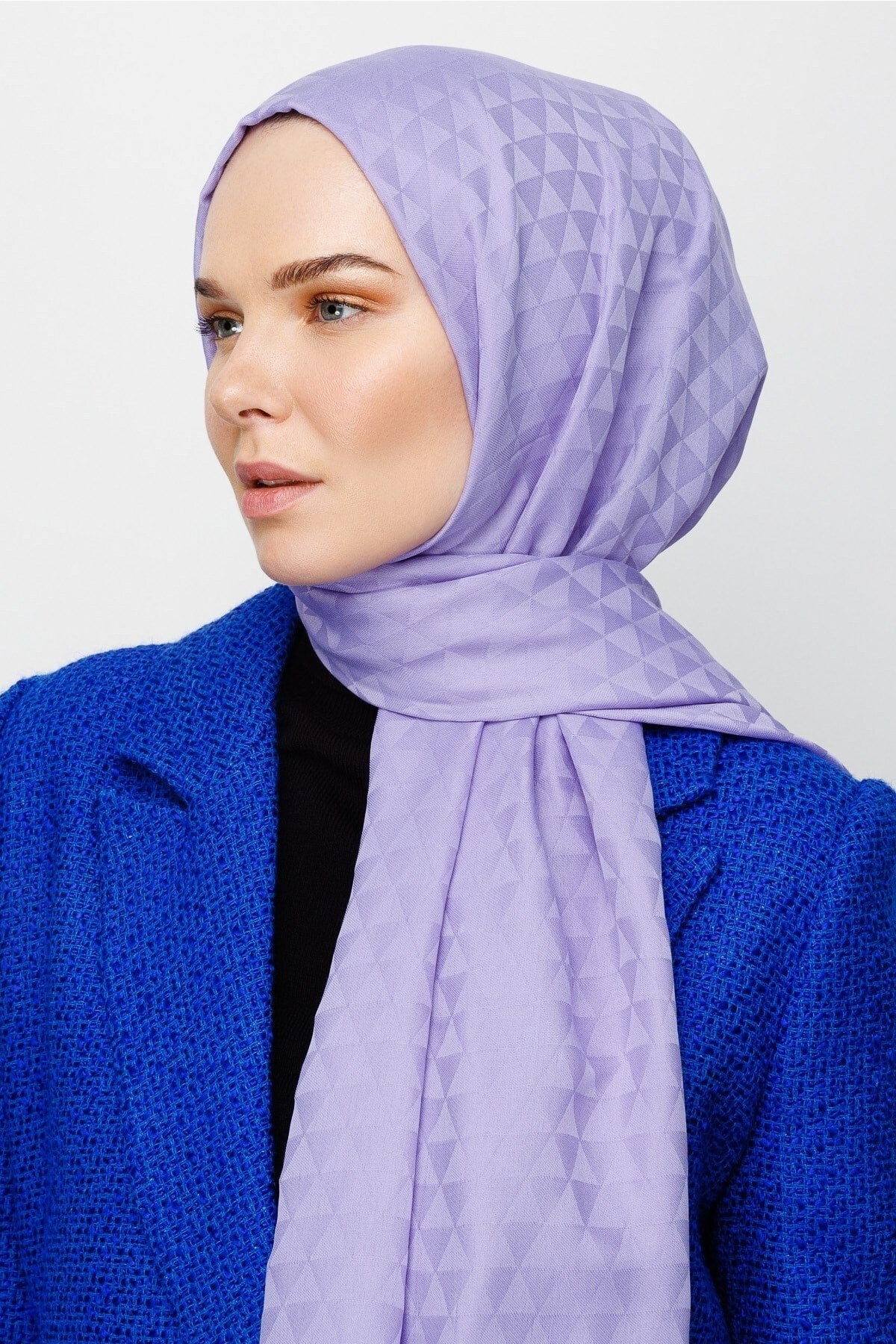 Prism Pattern Cotton Jacquard Scarf - Lilac