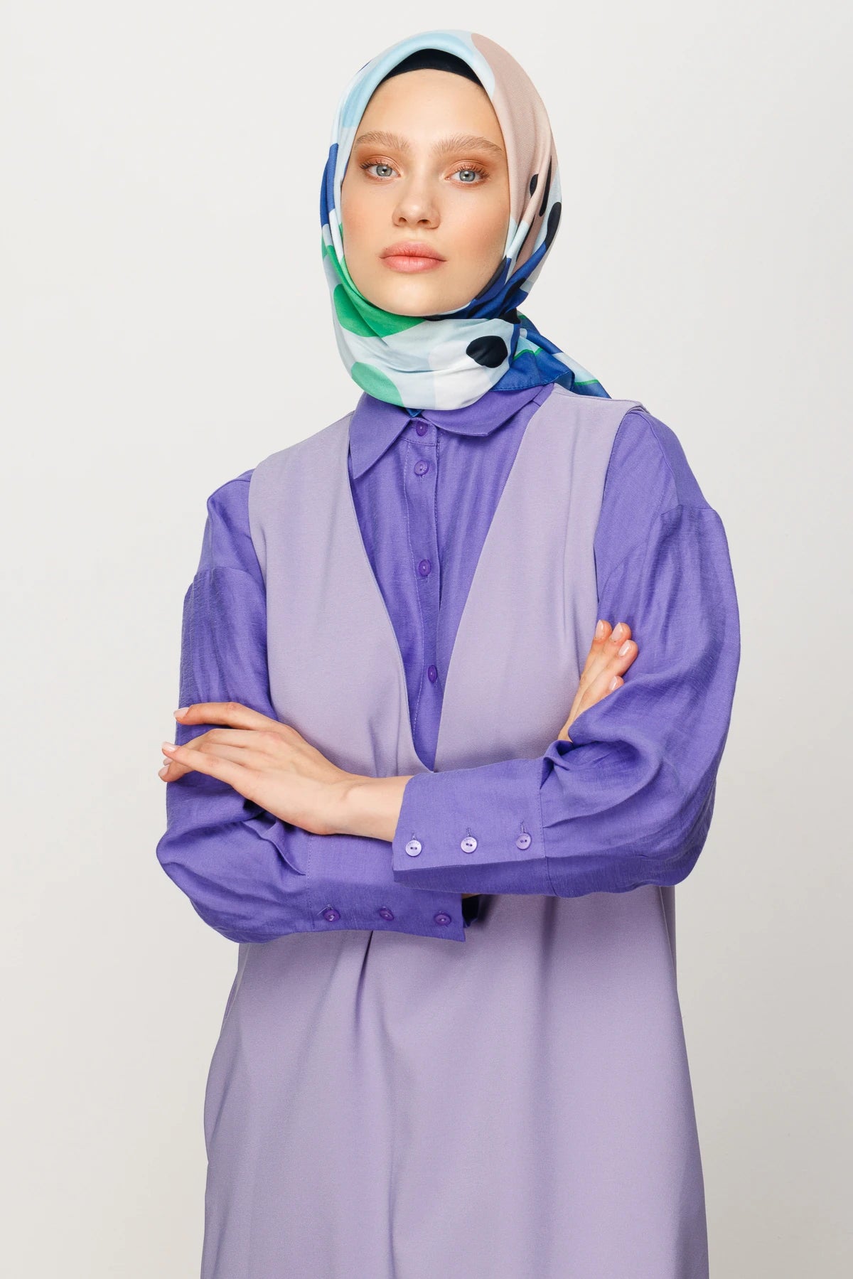 Bloom Pattern Digital Soft Scarf - Baby Blue