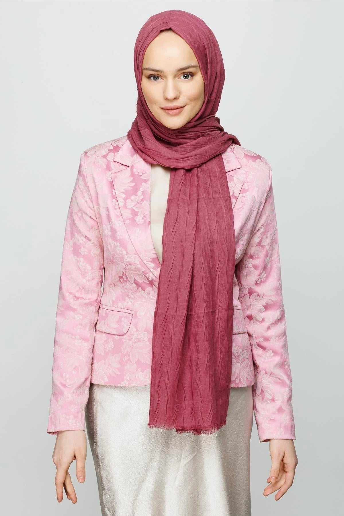 Pleated Bamboo Shawl - Dried Rose