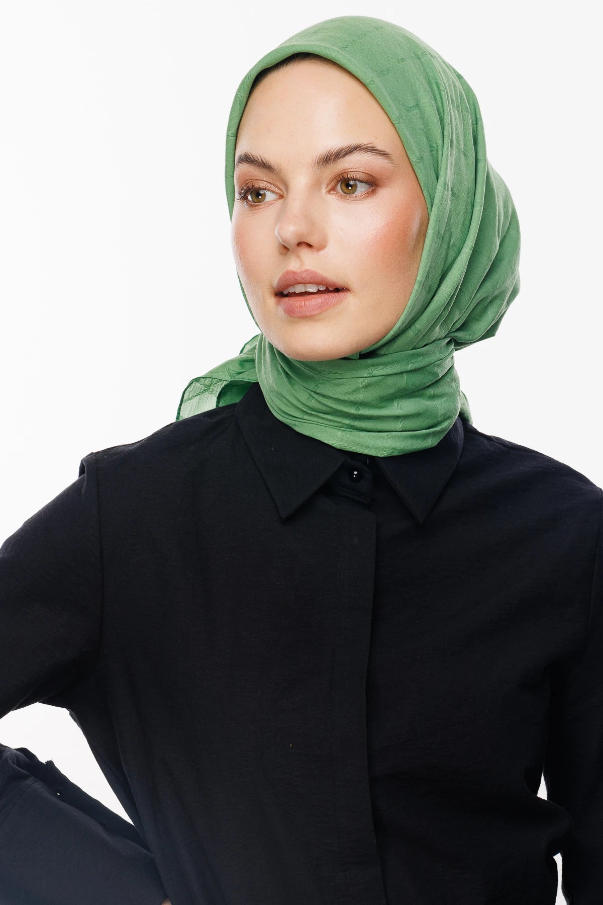Bamboo Jacquard Scarf - Aqua Green