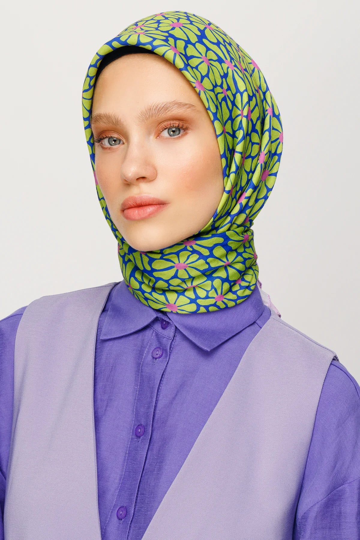 Clover Pattern Digital Soft Scarf - Pistachio Green