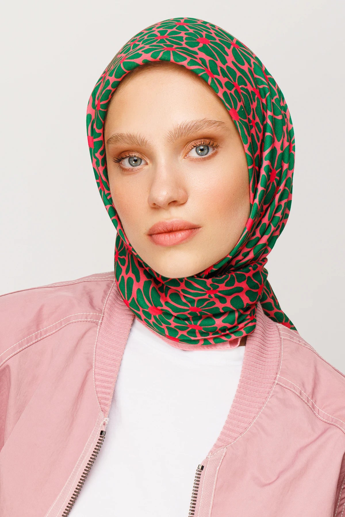 Clover Pattern Digital Soft Scarf - Powder