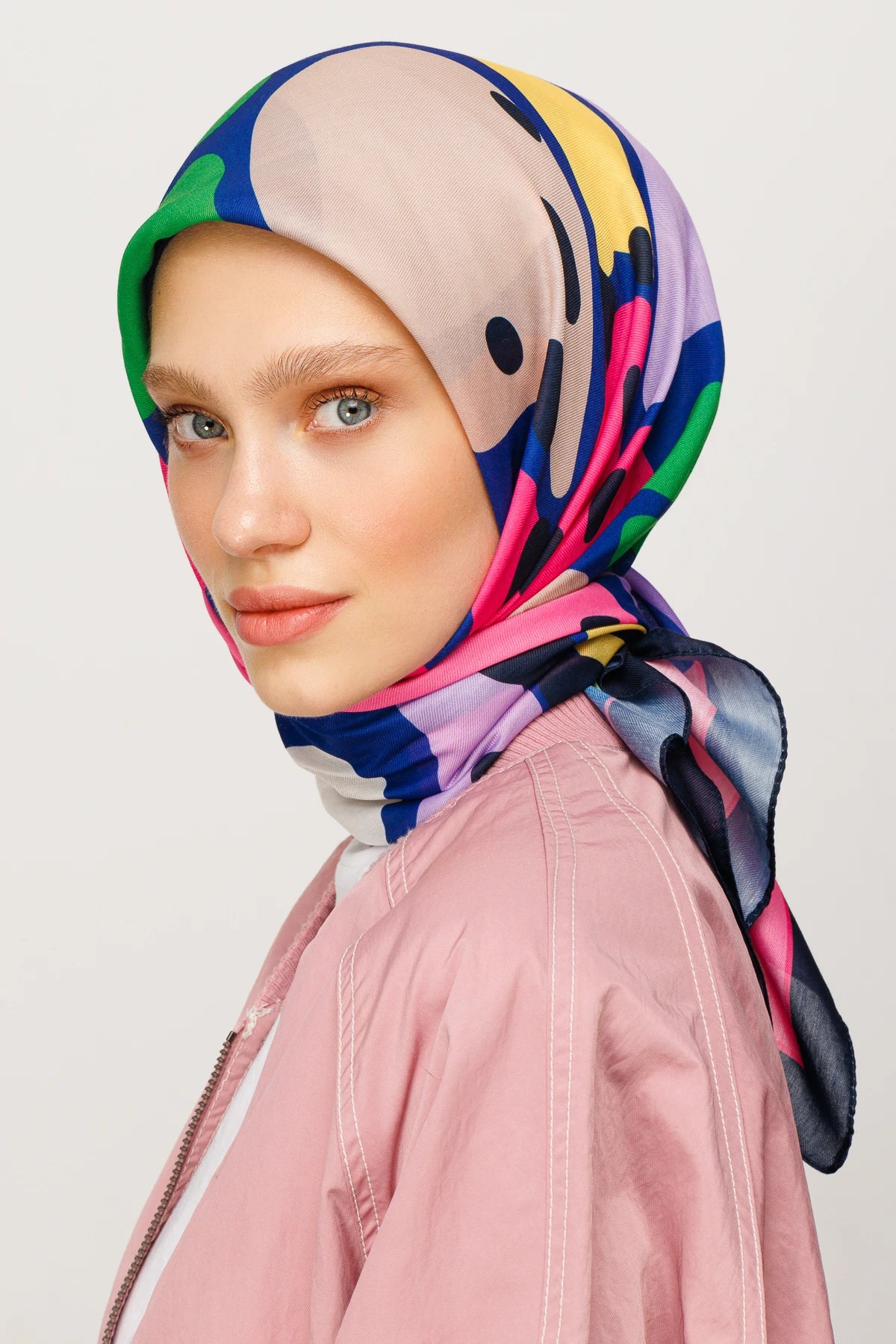 Bloom Pattern Digital Soft Scarf - Saks Blue