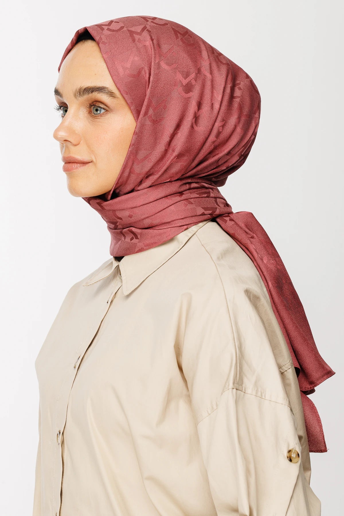 Mc Pattern Jacquard Shawl - Dried Rose