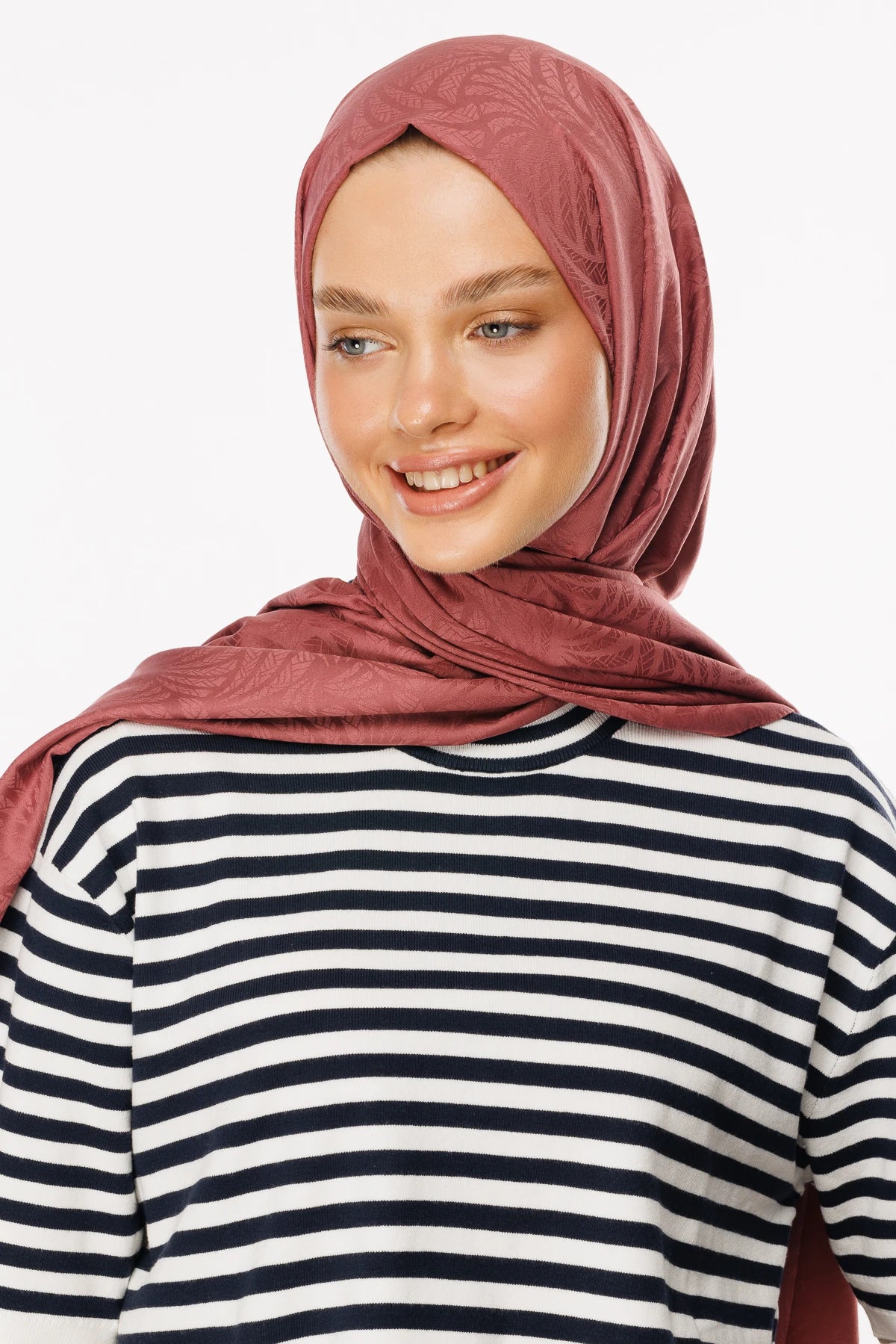 Artemis Pattern Silky Jacquard Scarf - Dried Rose