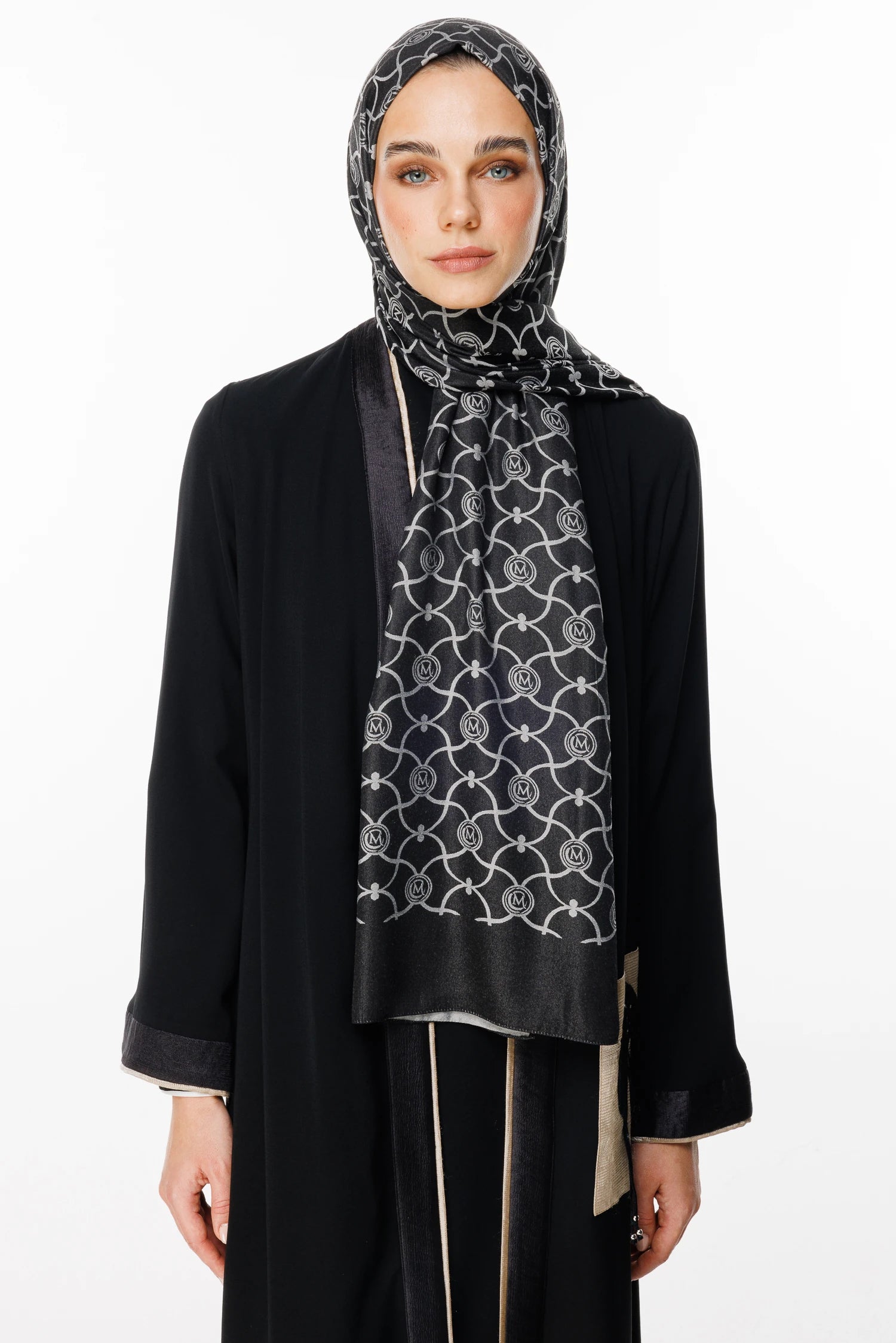 Marrakech Pattern Double-Sided Scarf - Black-Black