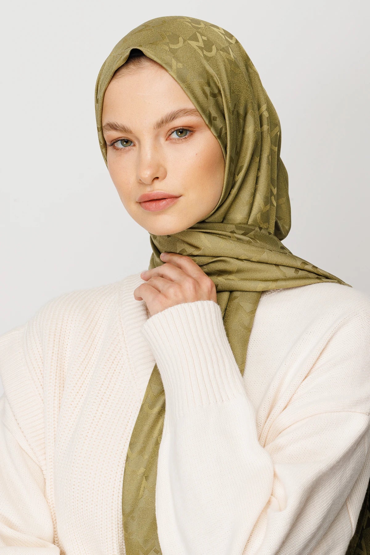 Mc Pattern Jacquard Shawl - Soft Green