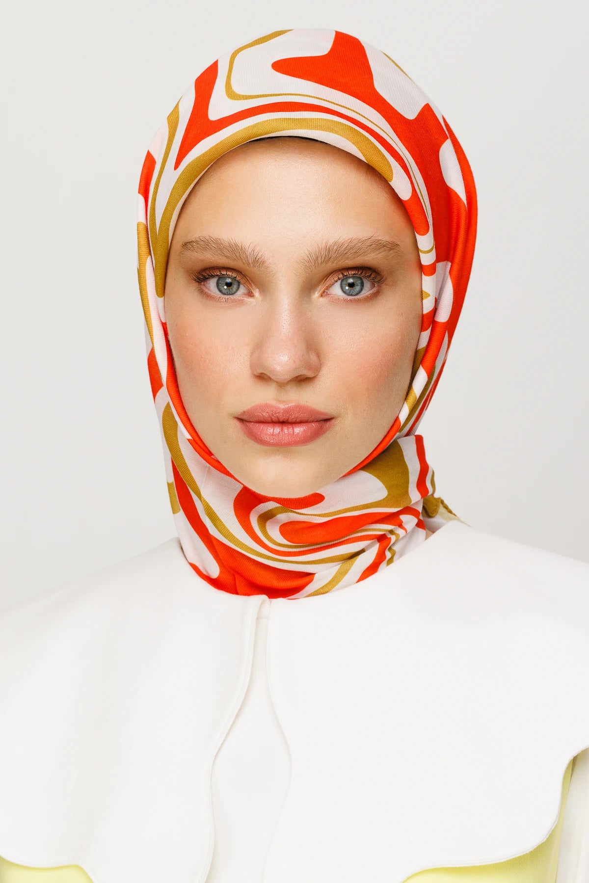 Mira Pattern Digital Soft Scarf - Saffron