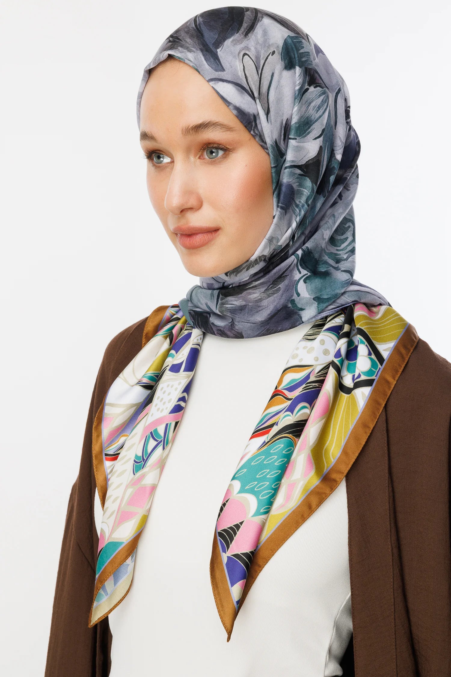 Rossel Pattern Cotton Scarf - Blue