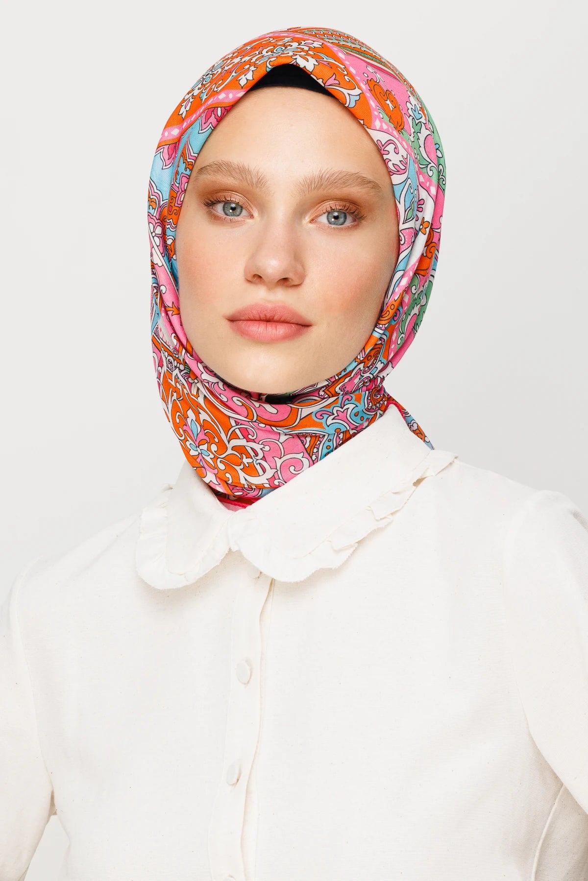 40 Patchwork Design Digital Soft Scarf - Pink