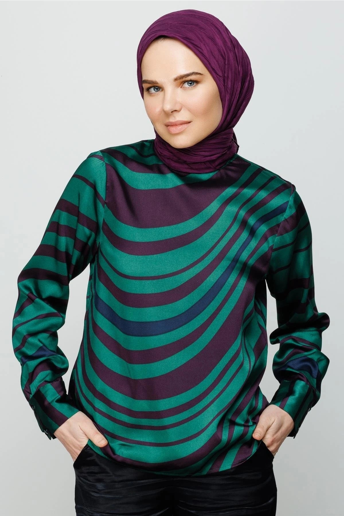 Pleated Bamboo Scarf - Purple