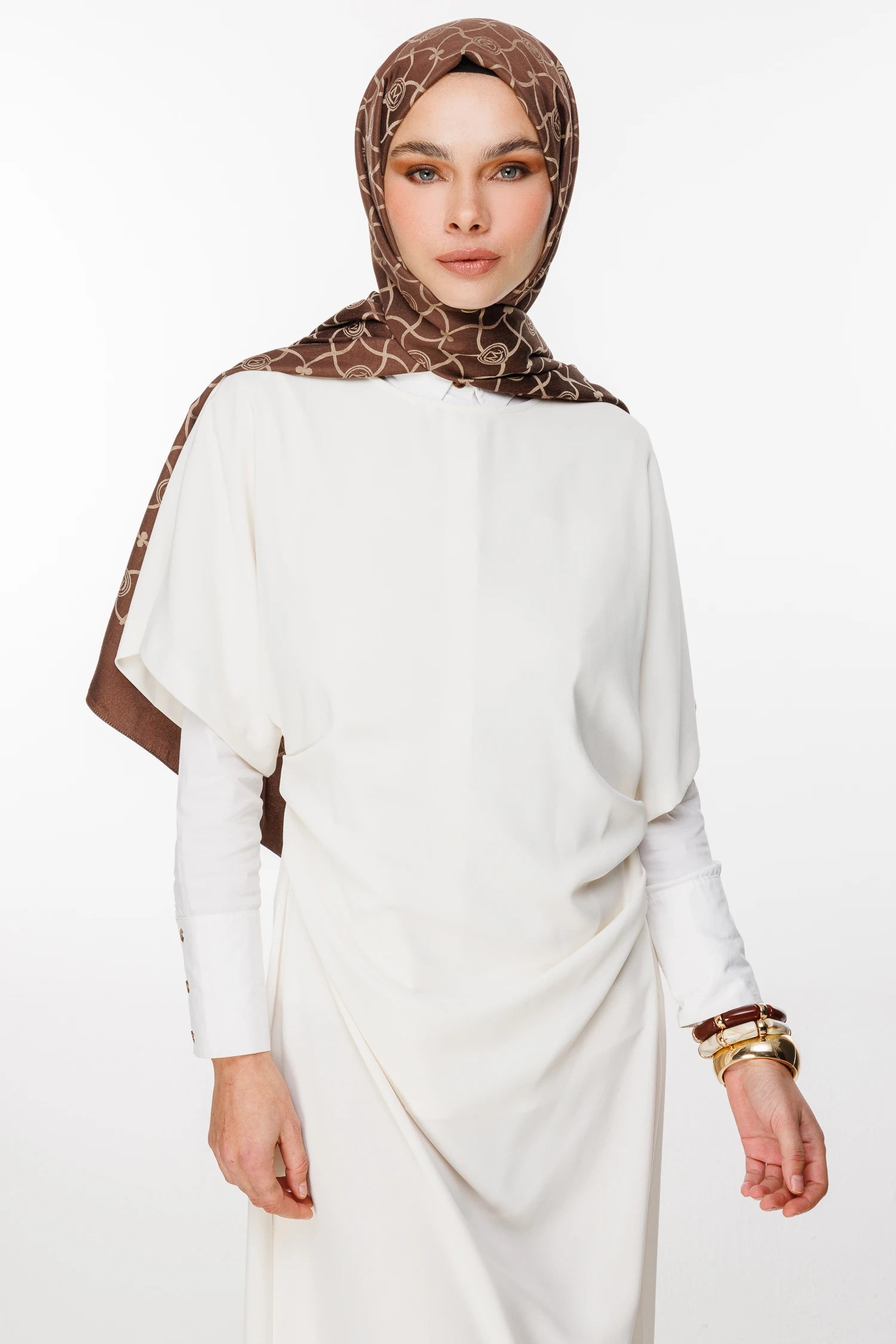 Marrakech Pattern Double-Sided Scarf - Bitter Coffee-Beige