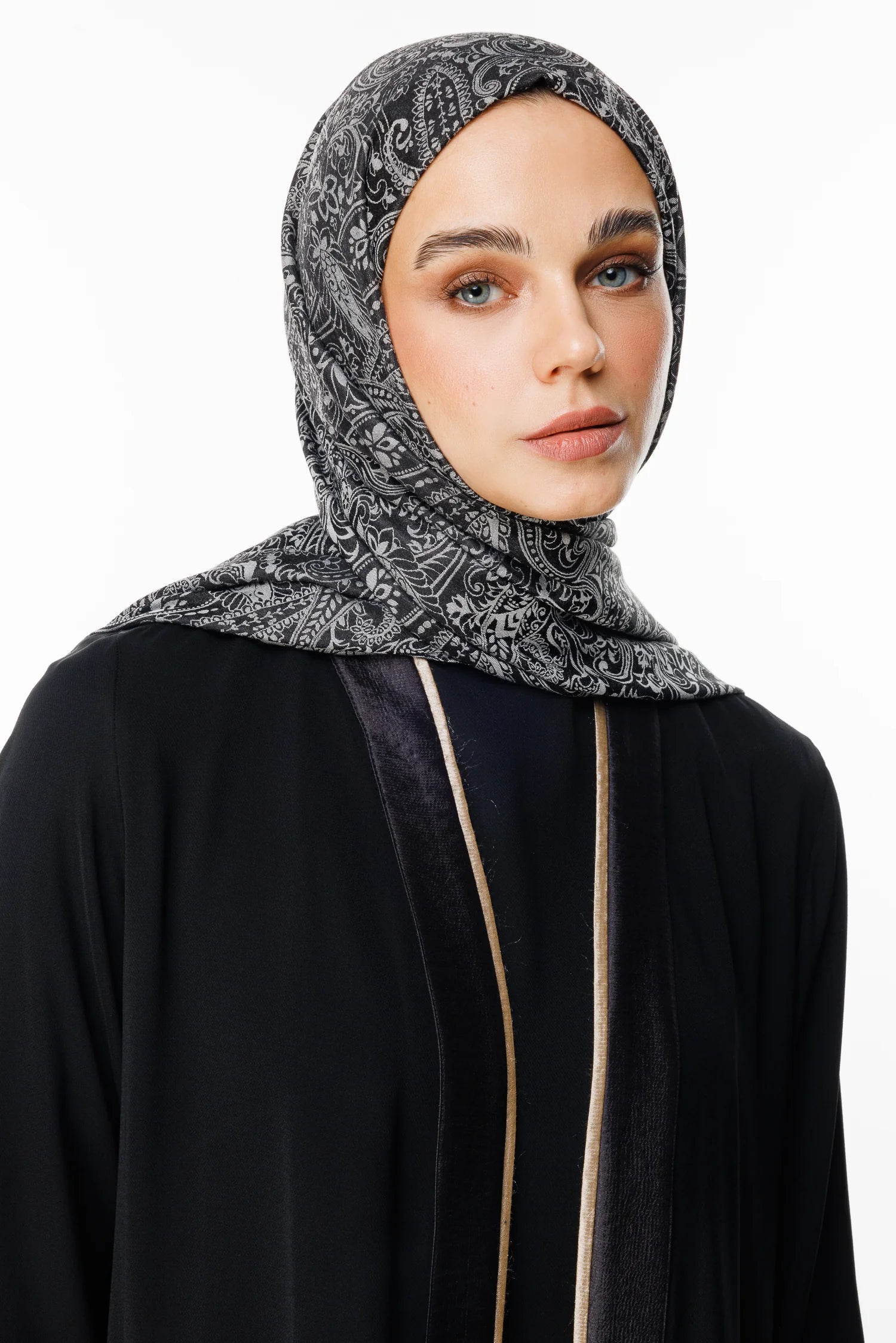 Velora Pattern Double-Sided Scarf - Black-Black