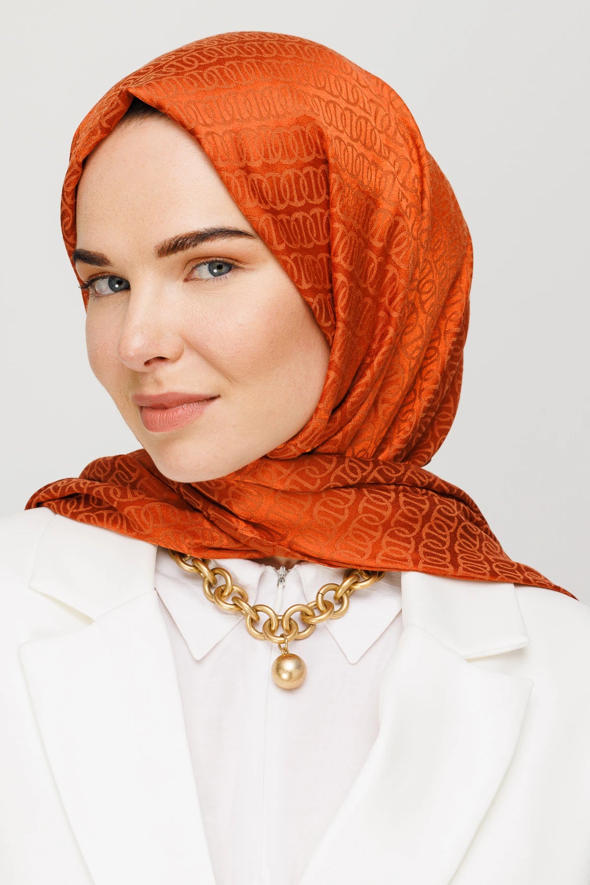 Forever Pattern Shiny Jacquard Scarf - Tile